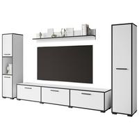 Wohnwand 4 tlg. Bogota XL Weiß, Graphitfarben - Schwarz/Graphitfarben, Basics, Holzwerkstoff/Kunststoff (240/130/31cm) - P & B