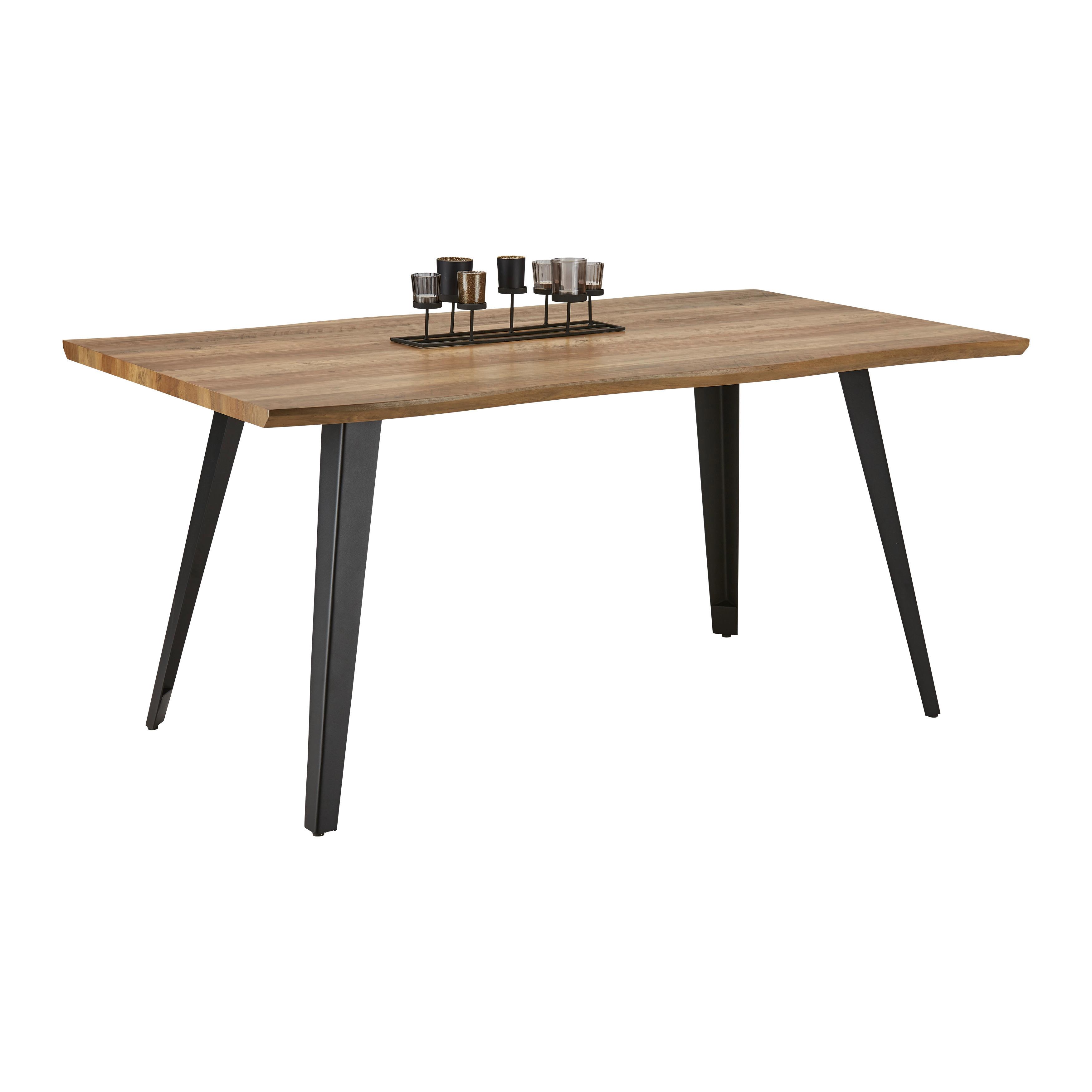MATBORD DIEGO - svart/ekfärgad, Modern, metall/trämaterial (160/90/76cm) - Bessagi Home