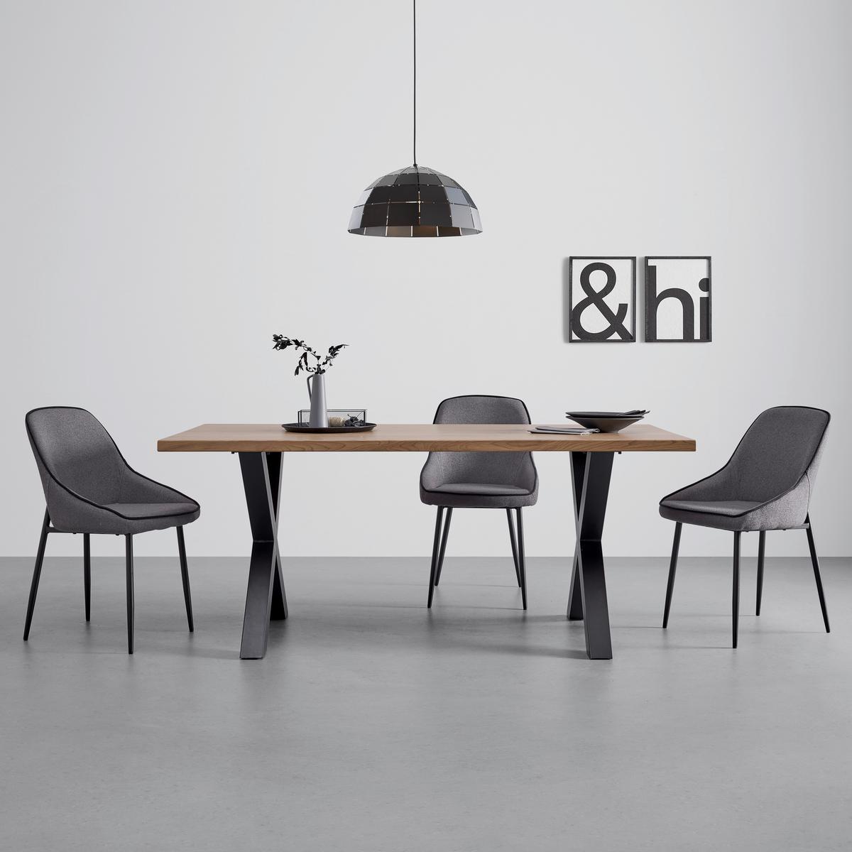 Esstisch Giona in Esche - Eschefarben/Schwarz, MODERN, Holzwerkstoff/Metall (180/76/90cm) - Bessagi Home