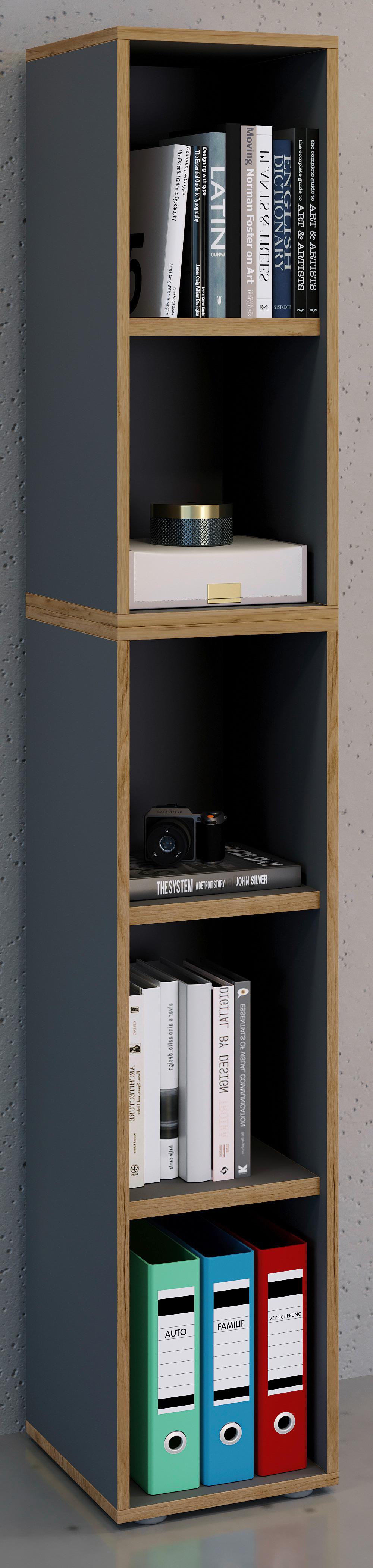 AKTENREGAL SALIA B30 - Honigeiche/Anthrazit, Design, Holzwerkstoff/Kunststoff (30/183/33cm) - MID.YOU