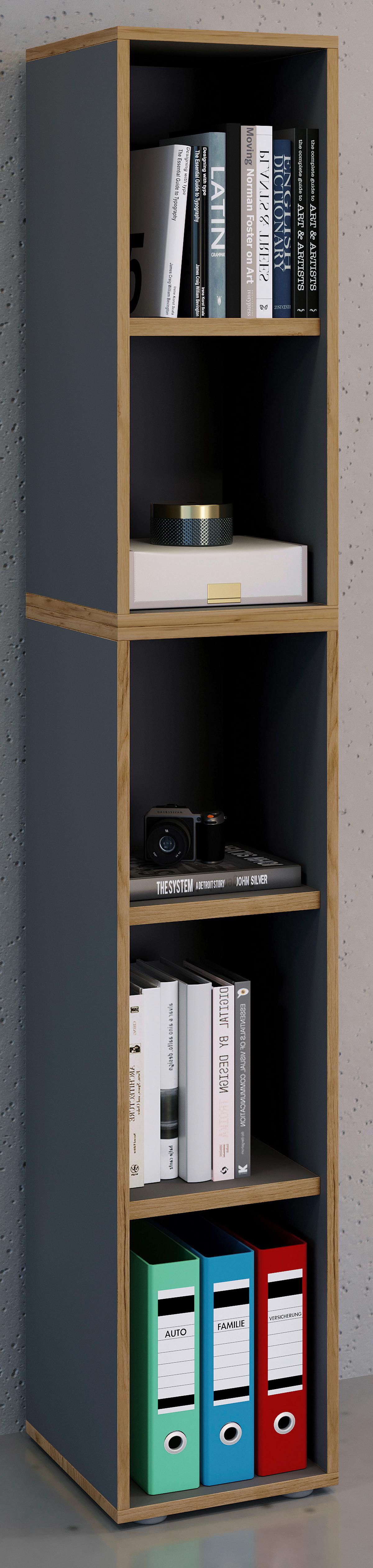 AKTENREGAL SALIA B30 - Honigeiche/Anthrazit, Design, Holzwerkstoff/Kunststoff (30/183/33cm) - MID.YOU