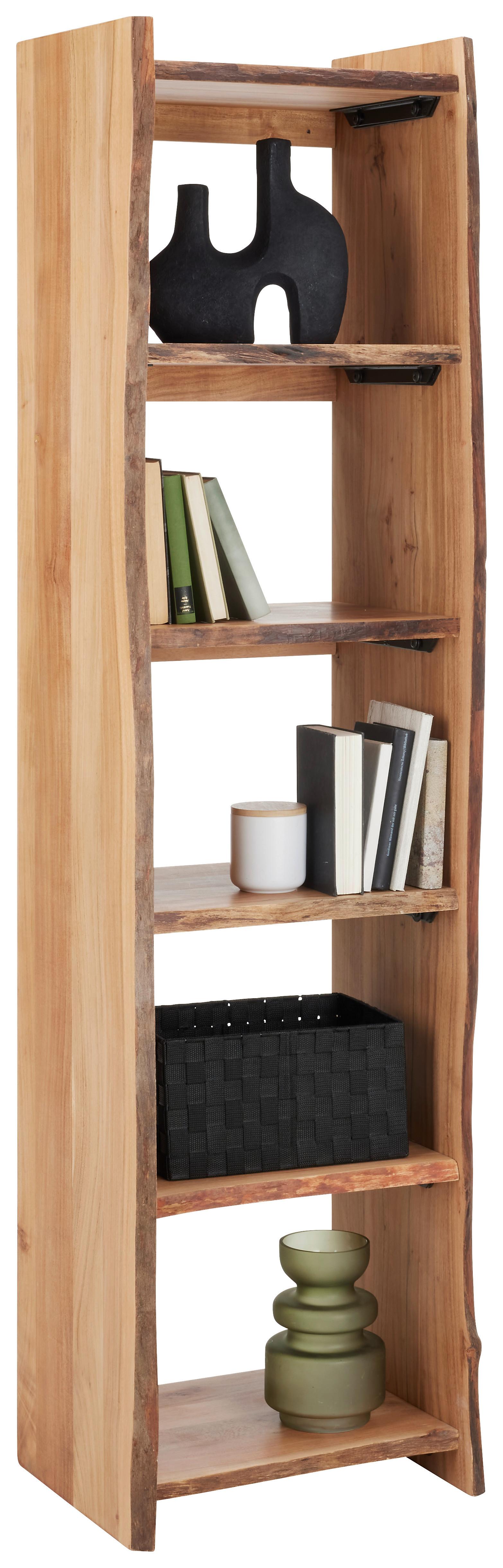 Regal in Akazienfarben - Erlefarben/Schwarz, Natur, Holz/Metall (50/190/38cm) - Premium Living