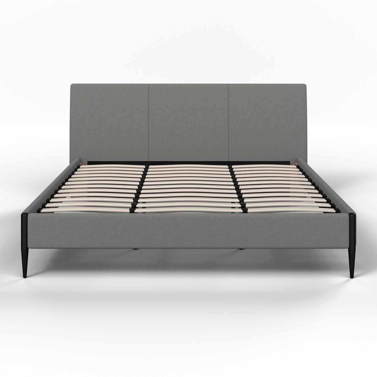 Polsterbett Melisa ca. 180x200 cm Grau - Schwarz/Naturfarben, MODERN, Holz/Textil (180/200cm) - Bessagi Home