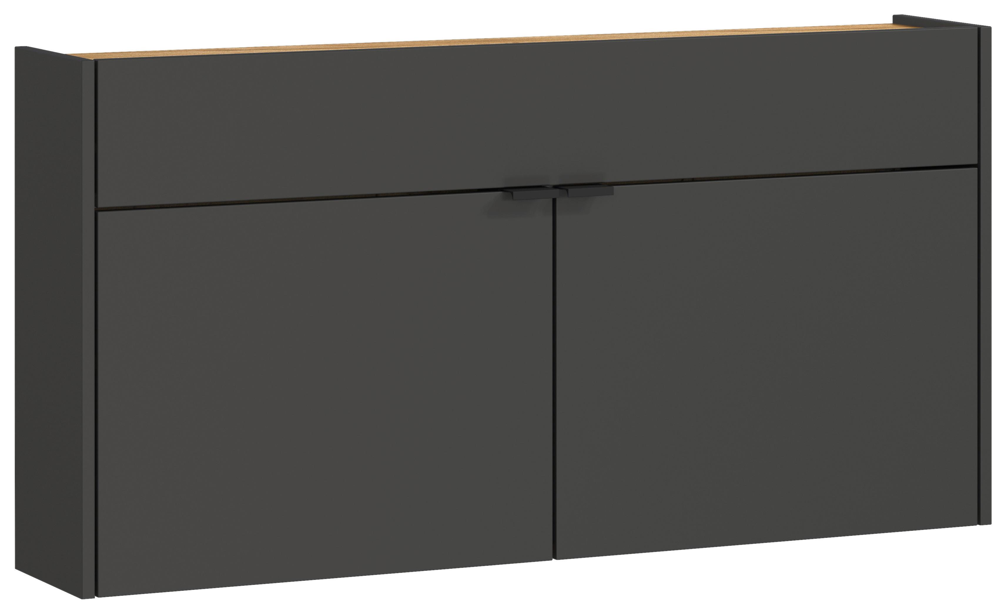 SZAFKA NA BUTY GW-AMECA - kolor dębowy/czarny, Design, materiał drewnopochodny/metal (110/57/22cm)