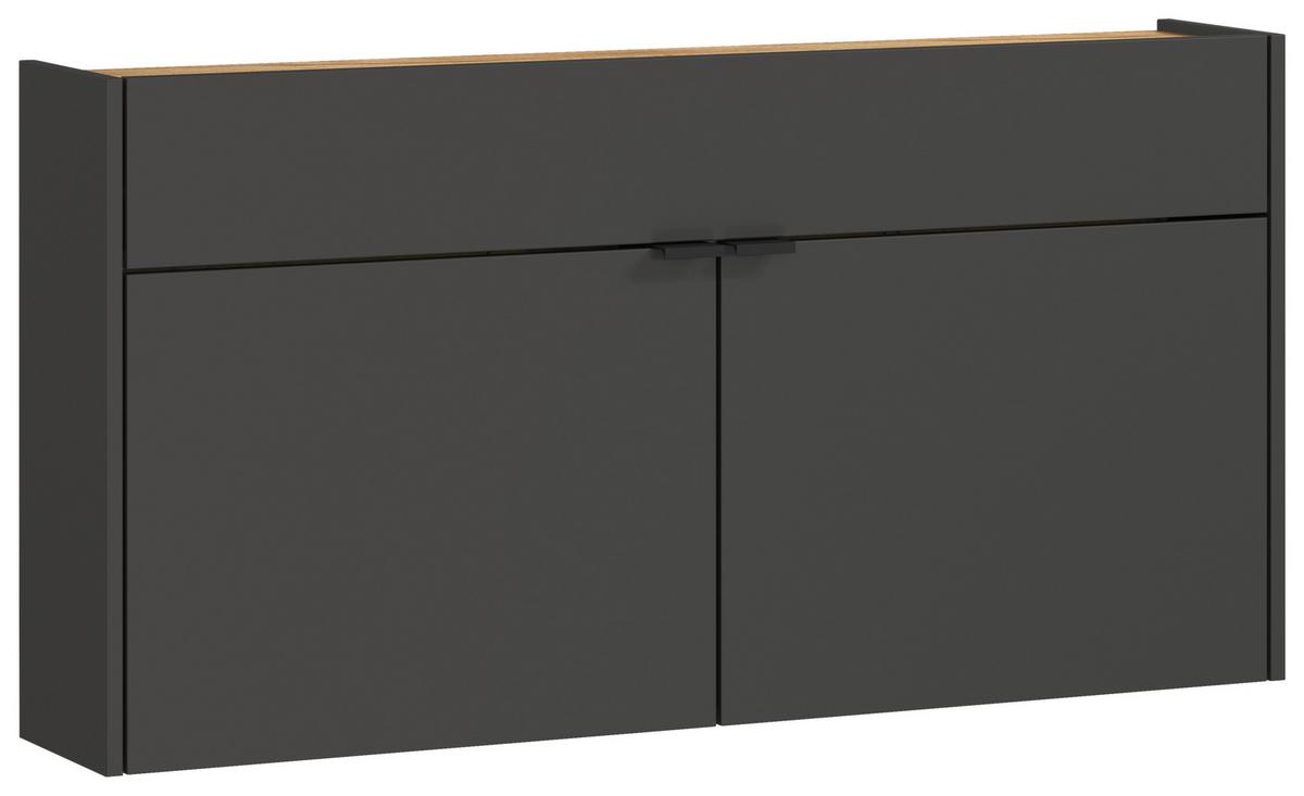 SZAFKA NA BUTY GW-AMECA - kolor dębowy/czarny, Design, materiał drewnopochodny/metal (110/57/22cm)