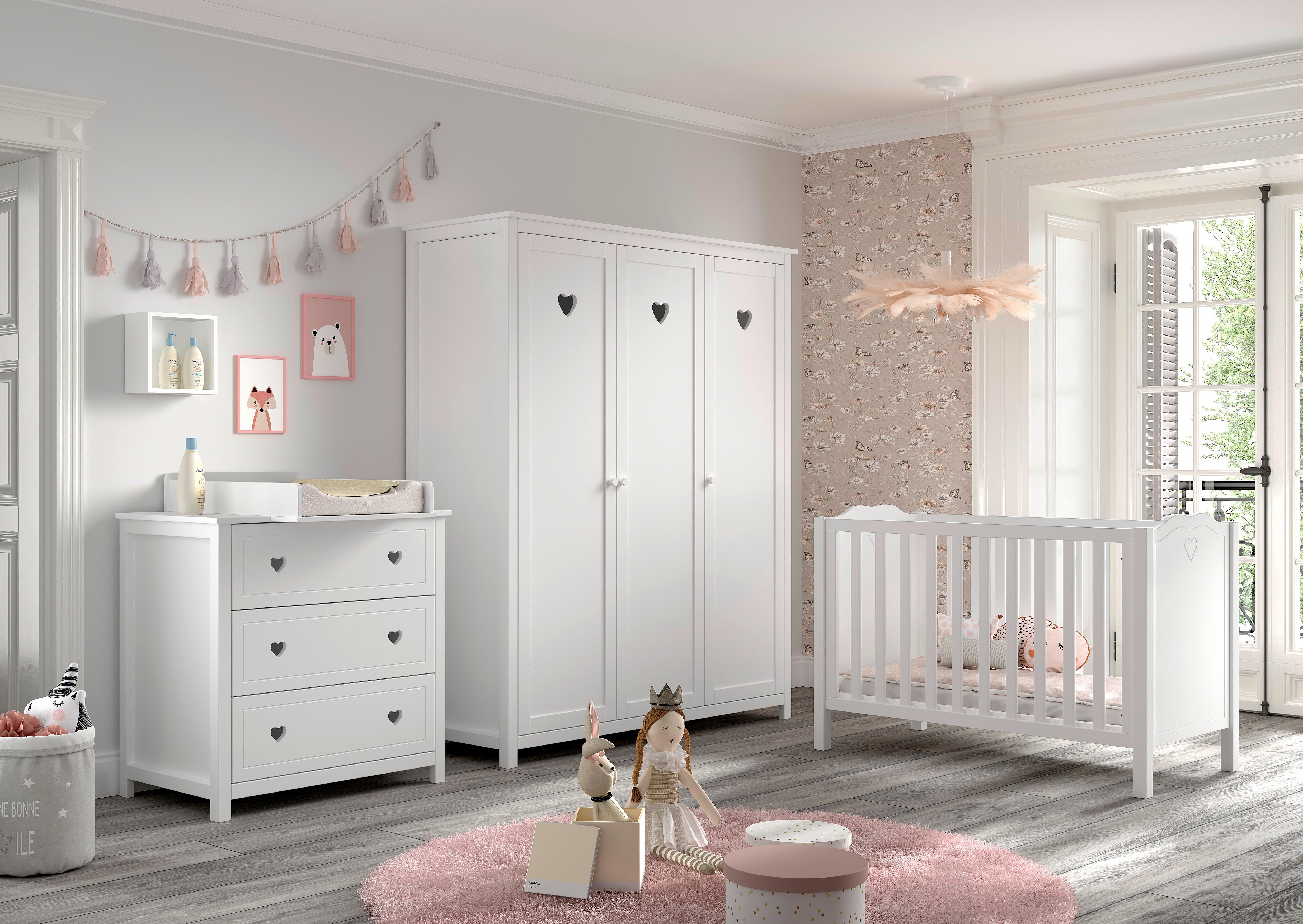 Babyzimer AMORI in Kiefer MDF, teilmassiv, Weiß - Weiß, MODERN, Holz/Holzwerkstoff - MID.YOU