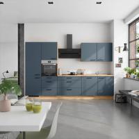 Küchenblock Easytouch High m. Geräten Dunkelblau - Eichefarben/Schwarz, MODERN, Holzwerkstoff/Metall (330cm) - Nobilia
