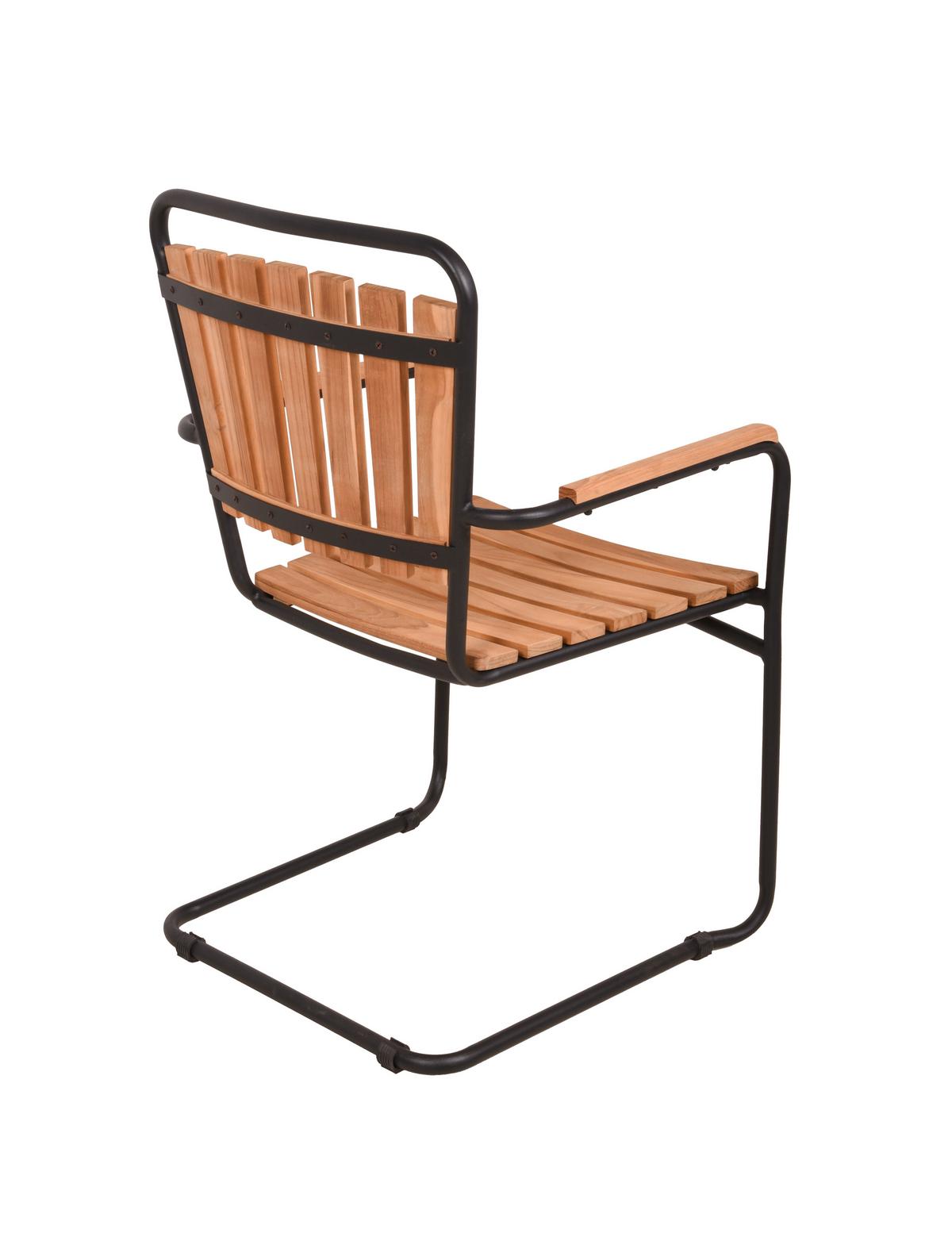 Gartenstuhl Covina Teak/Schwarz stapelbar - Schwarz/Braun, Basics, Holz/Metall (58/90/55cm) - Gardenson