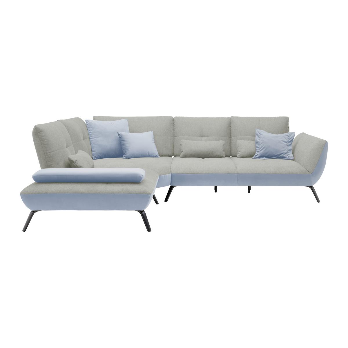 Wohnlandschaft Trendy Silberfarben/Hellgrau - Silberfarben/Hellgrau, MODERN, Holzwerkstoff/Textil (250/93/310cm) - Premium Living