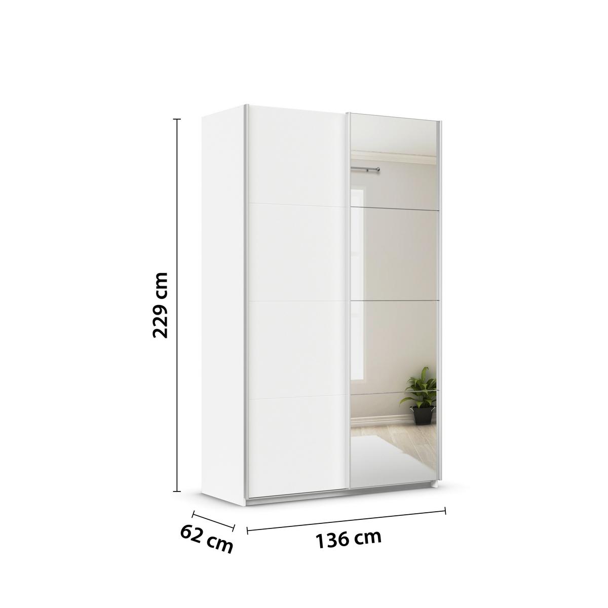 DULAP USI CULISANTE FELDKIRCH - argintiu/alb, Modern, material pe bază de lemn (136/229/62cm)