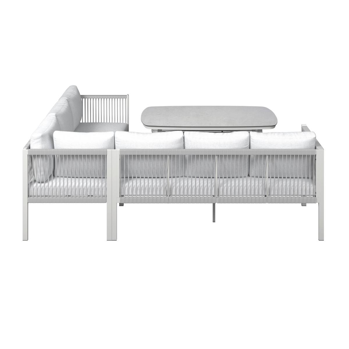 Loungegarnitur Sophia Hellgrau/Beige, 4-teilig - Beige/Creme, MODERN, Glas/Textil