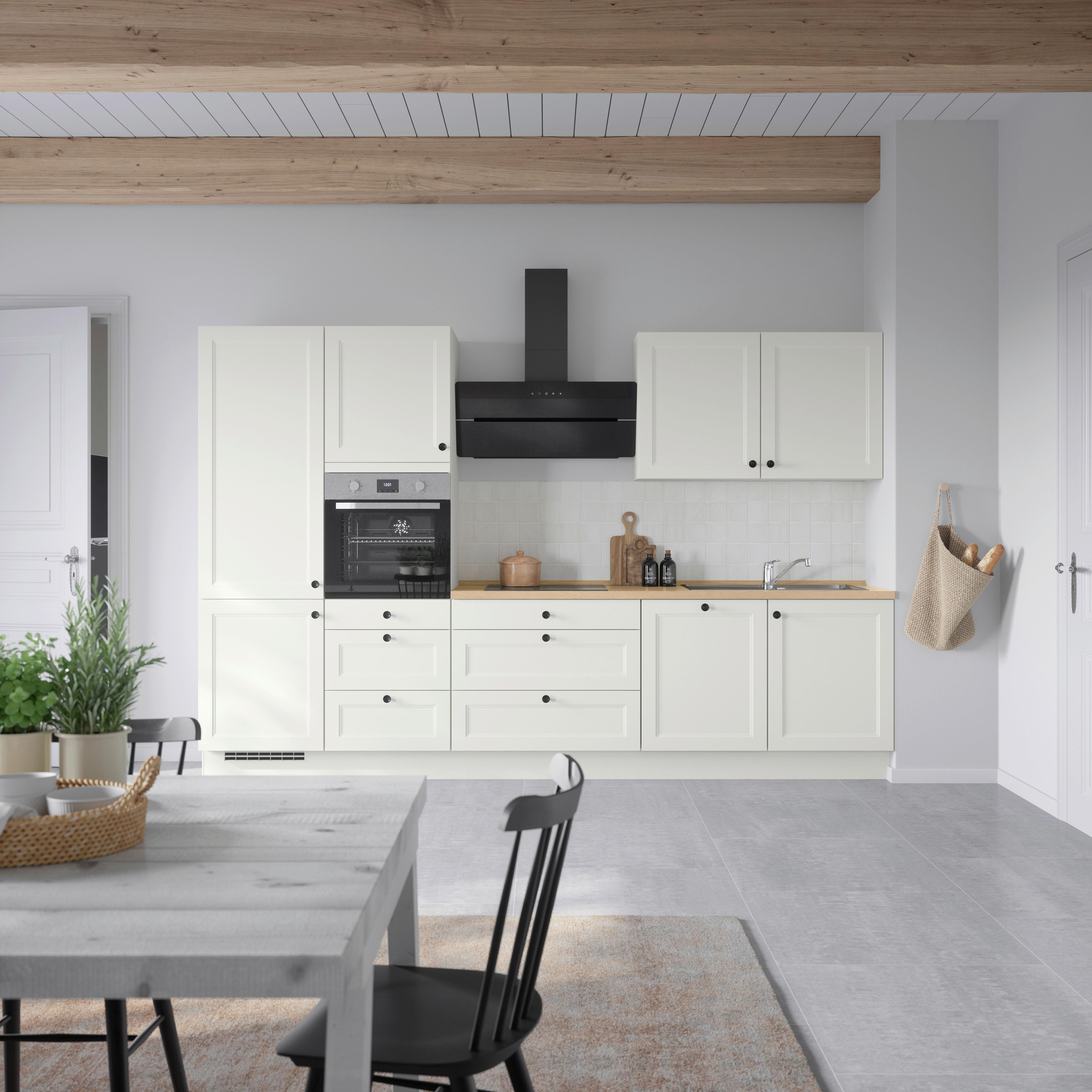 Küchenblock Cascada High m. Geräten Weiß - Eichefarben/Schwarz, MODERN, Holzwerkstoff/Metall (330cm) - Nobilia