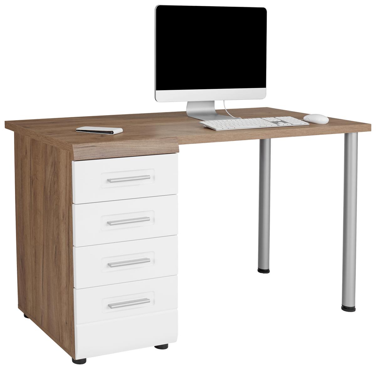 Pisalna Miza Avensis New, Barva Hrasta, Bela - barve hrasta/bela, Konvencionalno, umetna masa/leseni material (130/72cm) - Mömax