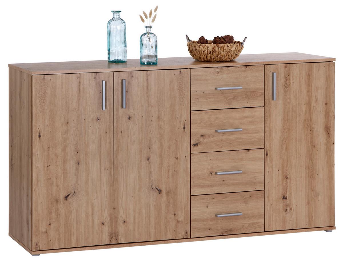 Komoda Ina 04, Barva Hrasta Artisan - barve aluminija/hrast artisan, Moderno, umetna masa/leseni material (175,8/94,8/38,3cm) - Mömax