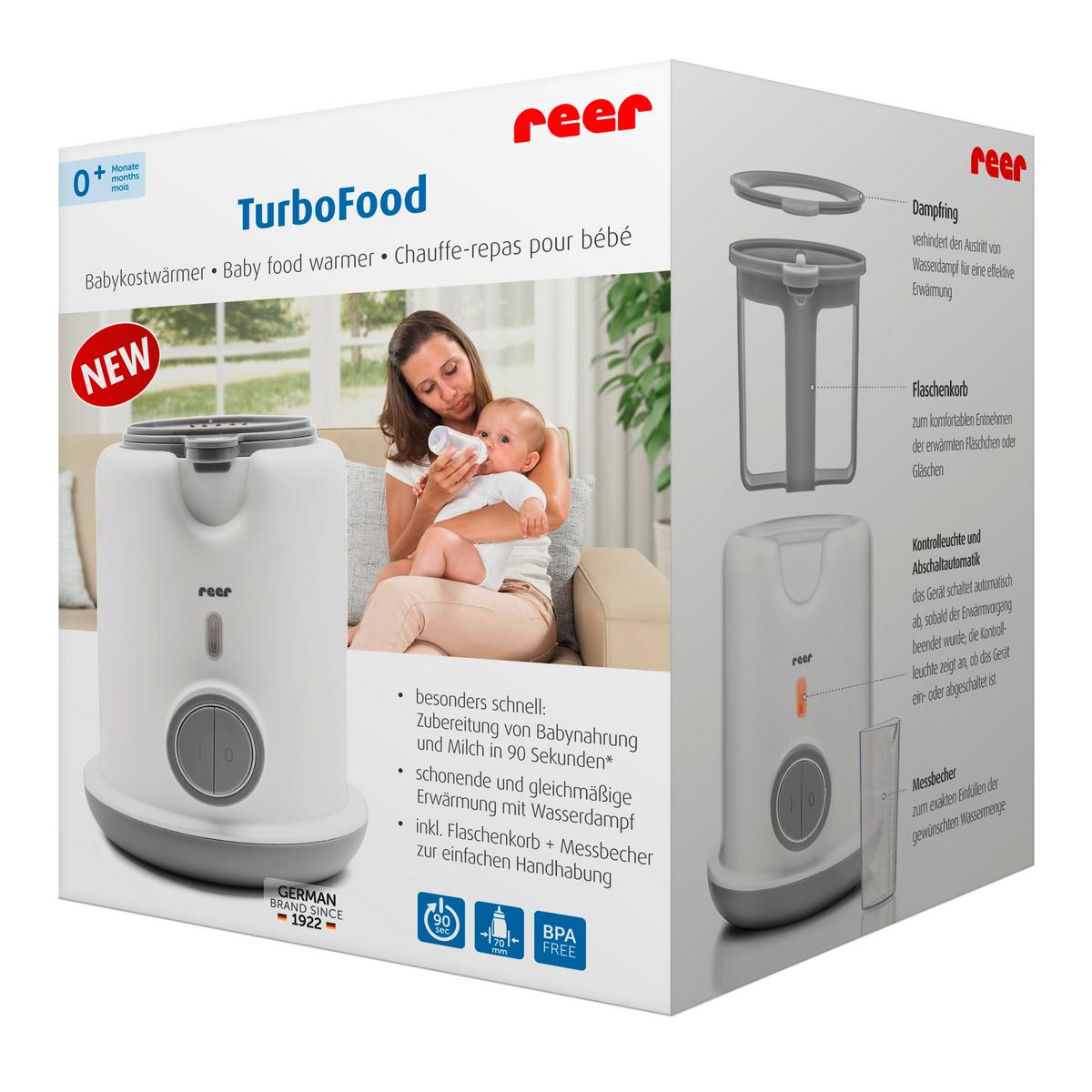 PODGRZEWACZ DO BUTELEK TURBOFOOD - biały, Basics, tworzywo sztuczne (15,5/19,4/15,5cm) - Reer