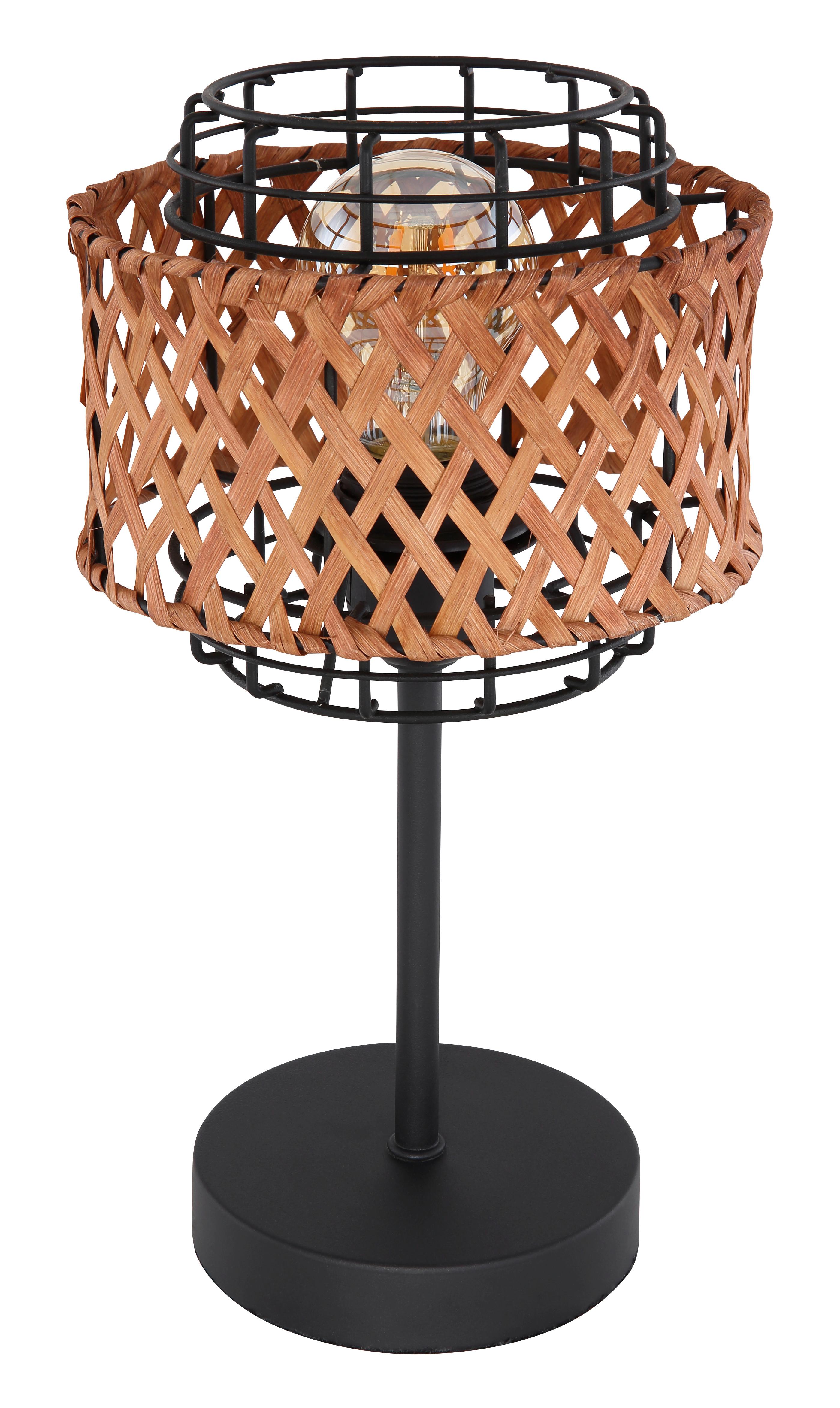 Tischleuchte Gina Dunkelbraun/Schwarz max. 40 W - Dunkelbraun/Schwarz, Natur, Naturmaterialien/Metall (17/32cm) - Globo