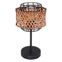 Tischleuchte Gina Dunkelbraun/Schwarz max. 40 W - Dunkelbraun/Schwarz, Natur, Naturmaterialien/Metall (17/32cm) - Globo