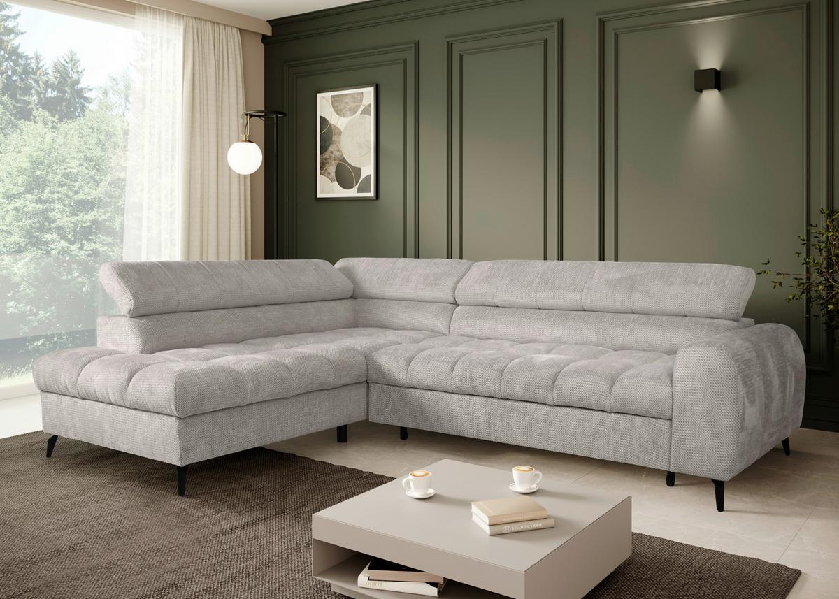 Kutna Garnitura Volf - svijetlo siva/crna, Trend, tekstil/metal (203/261cm) - Modern Living