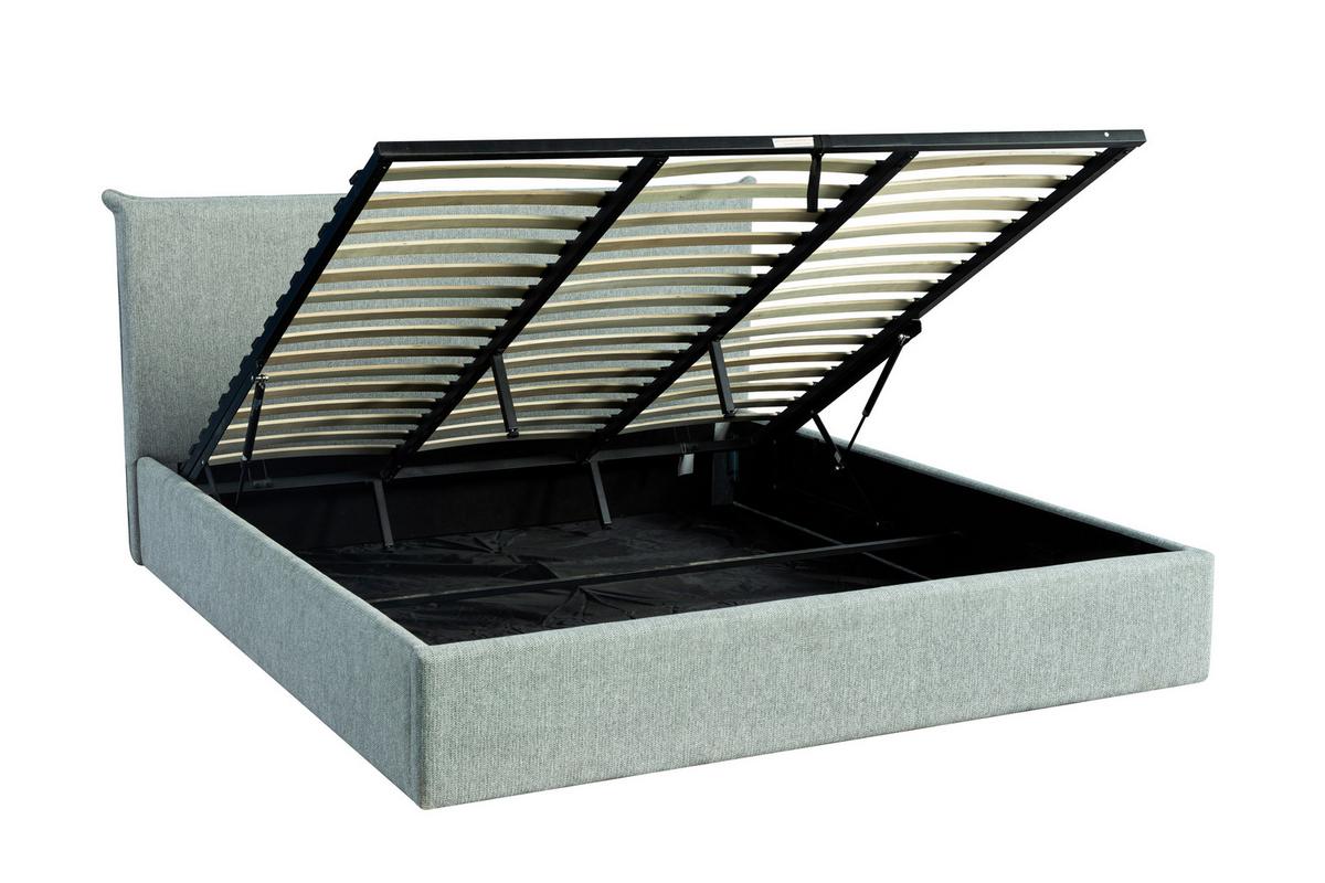 Oblazinjena Postelja Pico, Svetlo Siva, 180x200cm - črna/svetlo siva, Design, kovina/umetna masa (188/100/216cm) - Livetastic