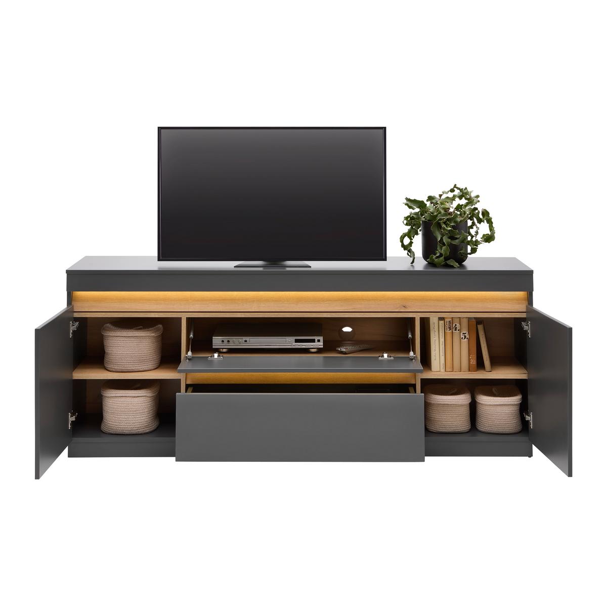 TV-Element Samu Anthrazit/Eichefarben - Eichefarben/Anthrazit, MODERN, Holzwerkstoff/Kunststoff (180/74/40cm) - Mömax