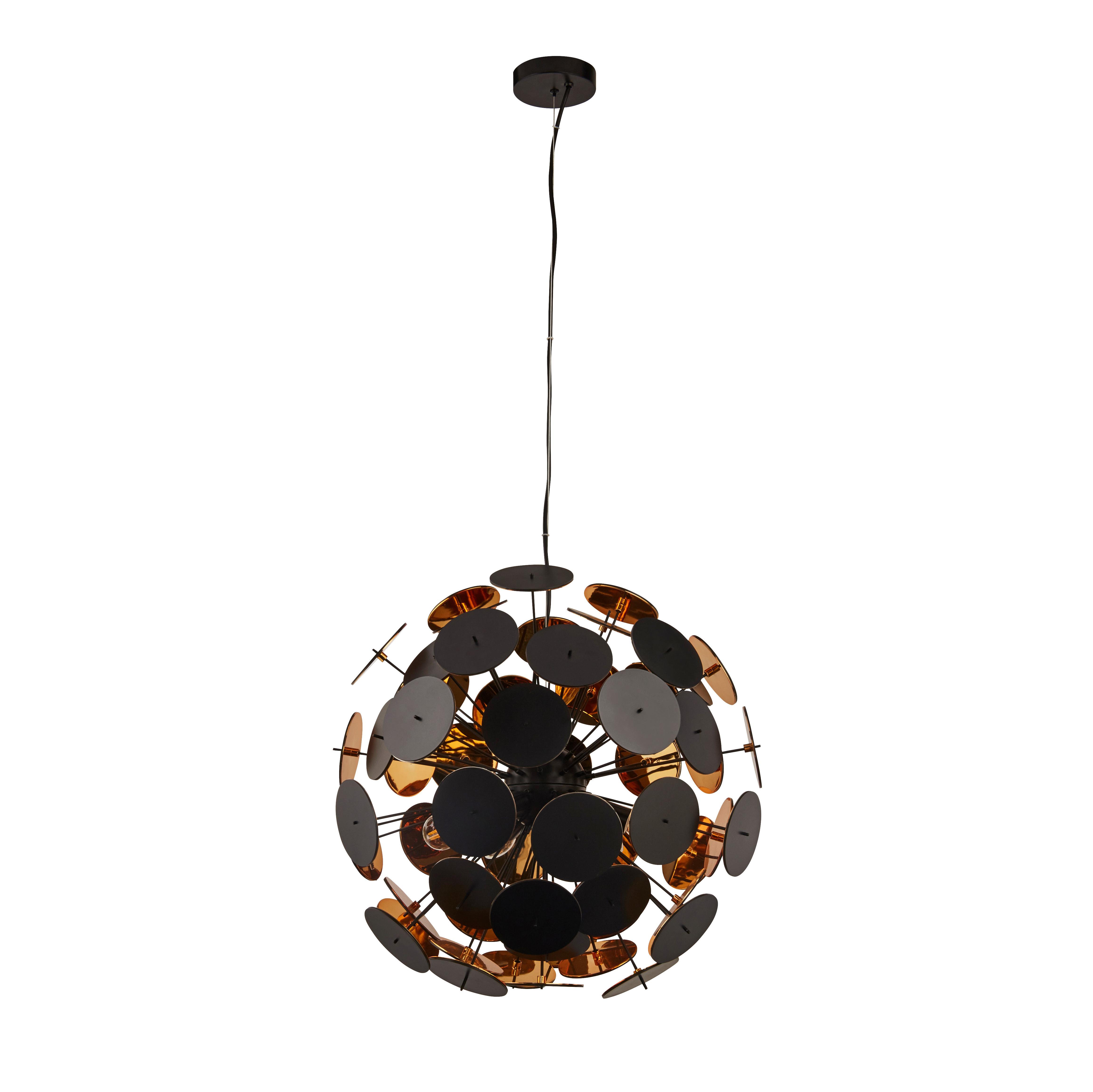 Függőlámpa Discus 3076-6bg - fekete/aranyszínű, Design, fém (54/135cm)