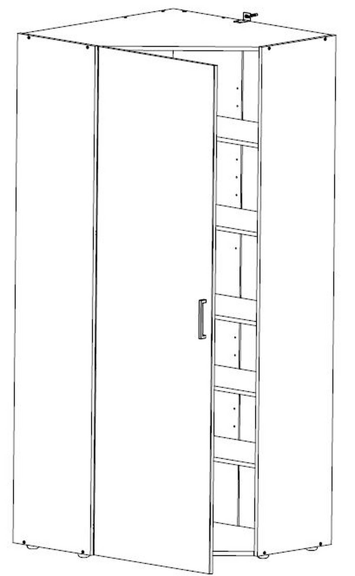 SZAFA NAROŻNA MULTIRAUMKONZEPT - biały/kolor aluminiowy, Konventionell, materiał drewnopochodny/tworzywo sztuczne (80/185/80cm) - Xora