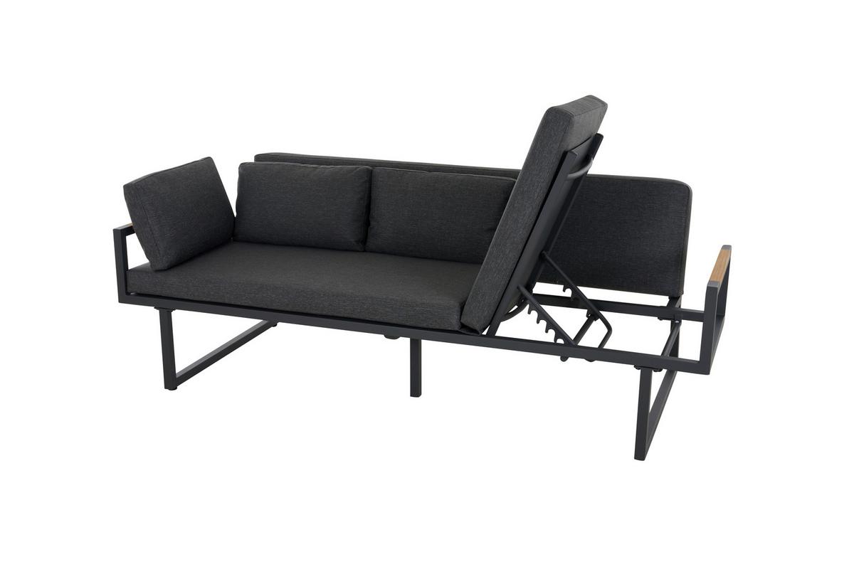3er-Loungesofa Calera Anthrazit/Echtholz - Anthrazit, Basics, Holz/Textil (219/81/91cm) - Siena Garden
