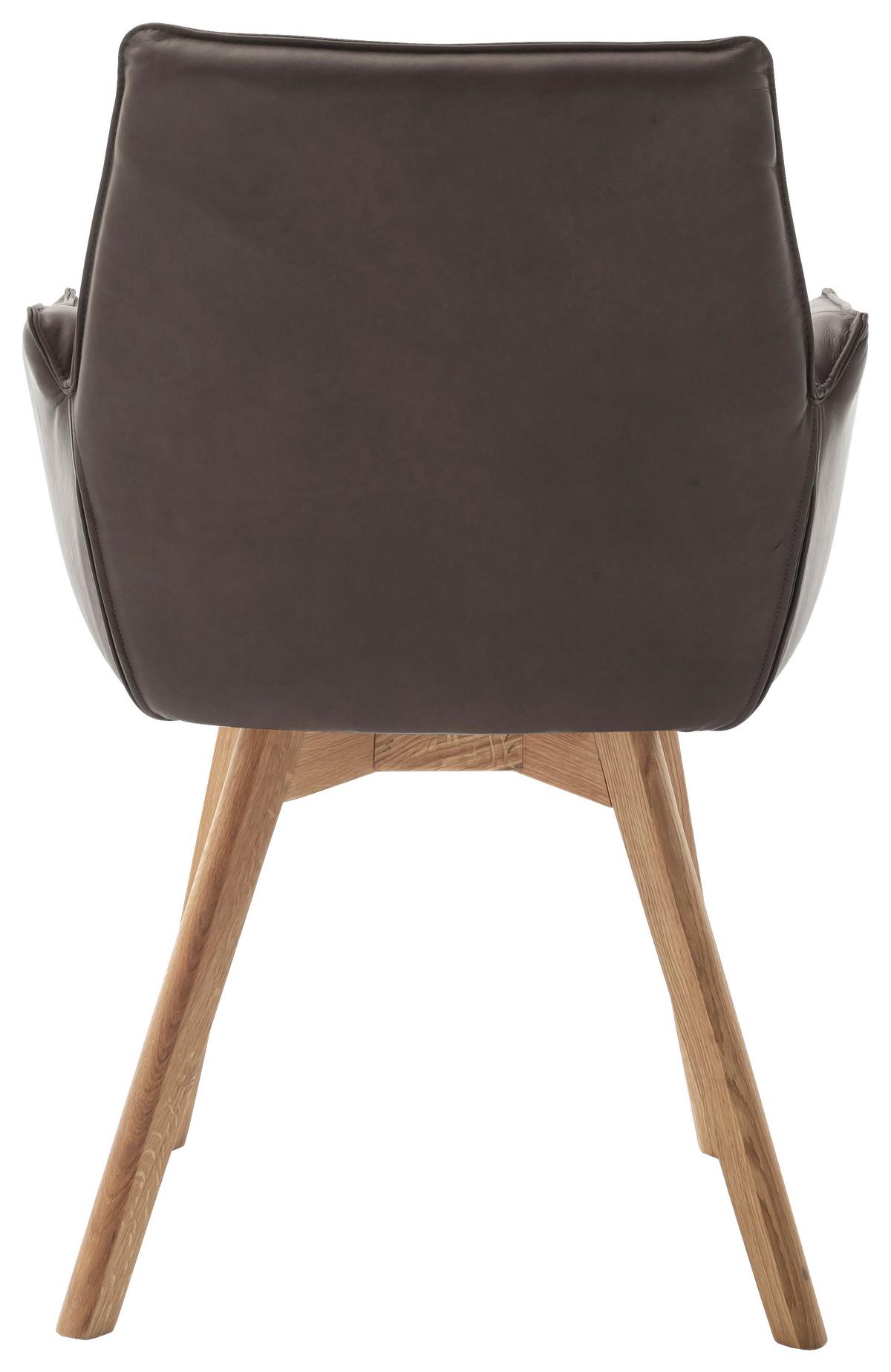 KRZESŁO Z PODŁOKIETNIKAMI CORK - dąb dziki/cappuccino, Konventionell, skóra/drewno (61/87/63cm) - Linea Natura