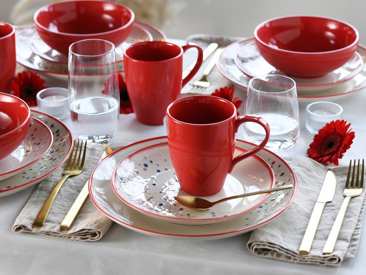 Kombinirani Servis Joy Red, 16-Delni - večbarvno, Basics, keramika - Creatable