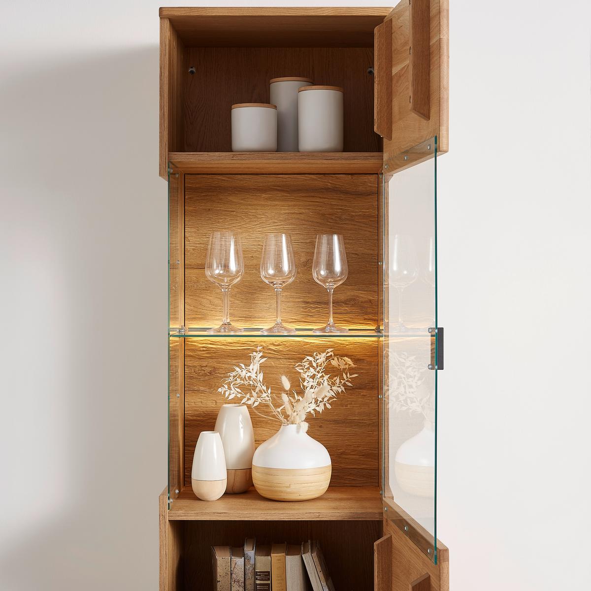 Hängevitrine in Wildeiche - Wildeiche/Schwarz, Modern, Glas/Holz (50/138/37cm) - Premium Living