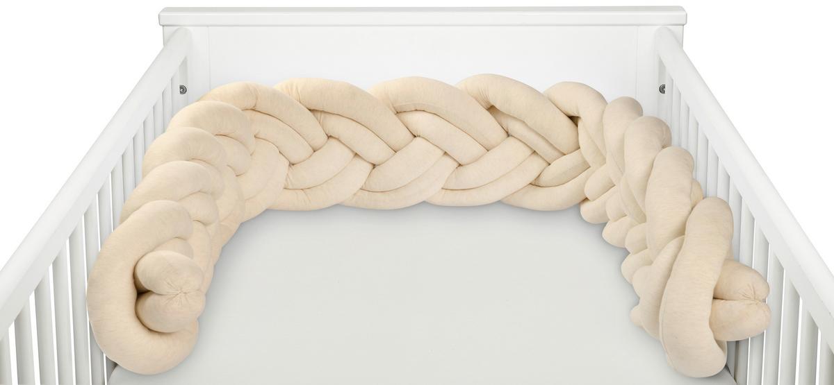 OCHRANIACZ DO ŁÓŻECZKA DOUBLE  CREME - beżowy, Trend, tkanina (24/200cm) - Patinio