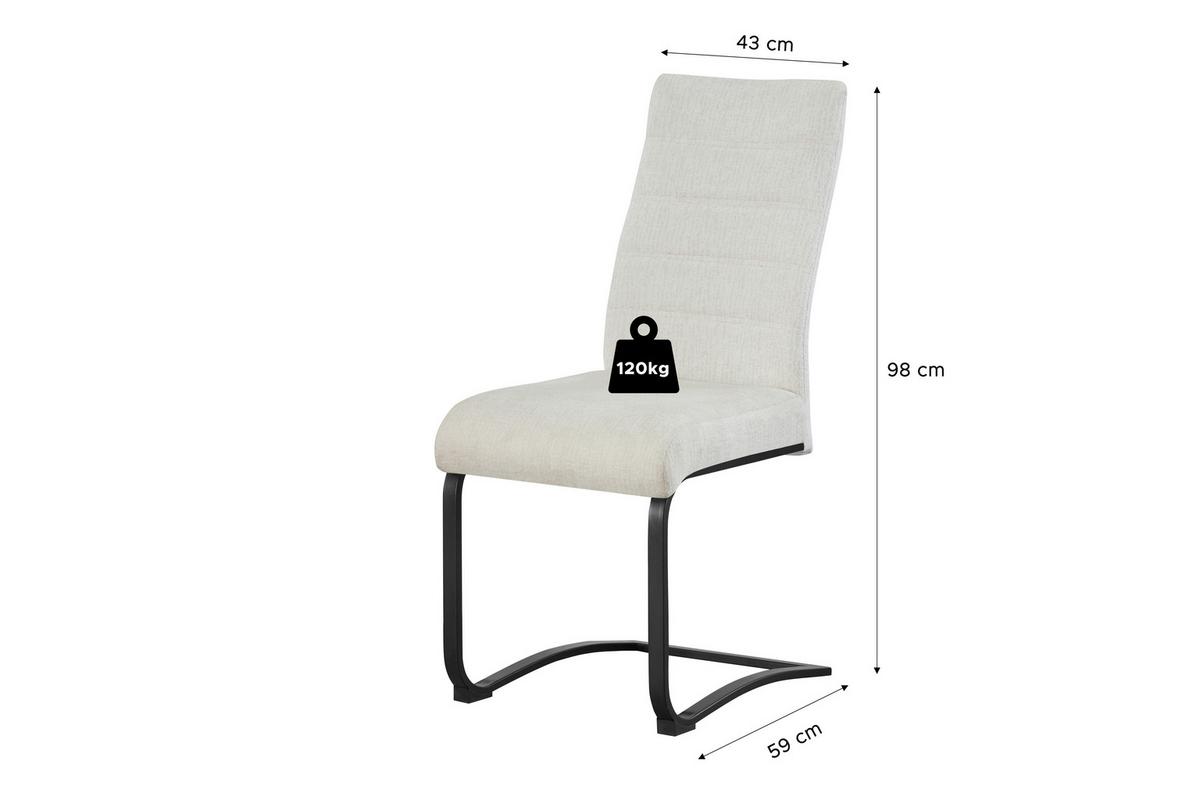 Set Nihajnih Stolov Leni, Krem Barva, 2 Kos - črna/krem barve, Moderno, kovina/tekstil (43/98/59cm) - MID.YOU