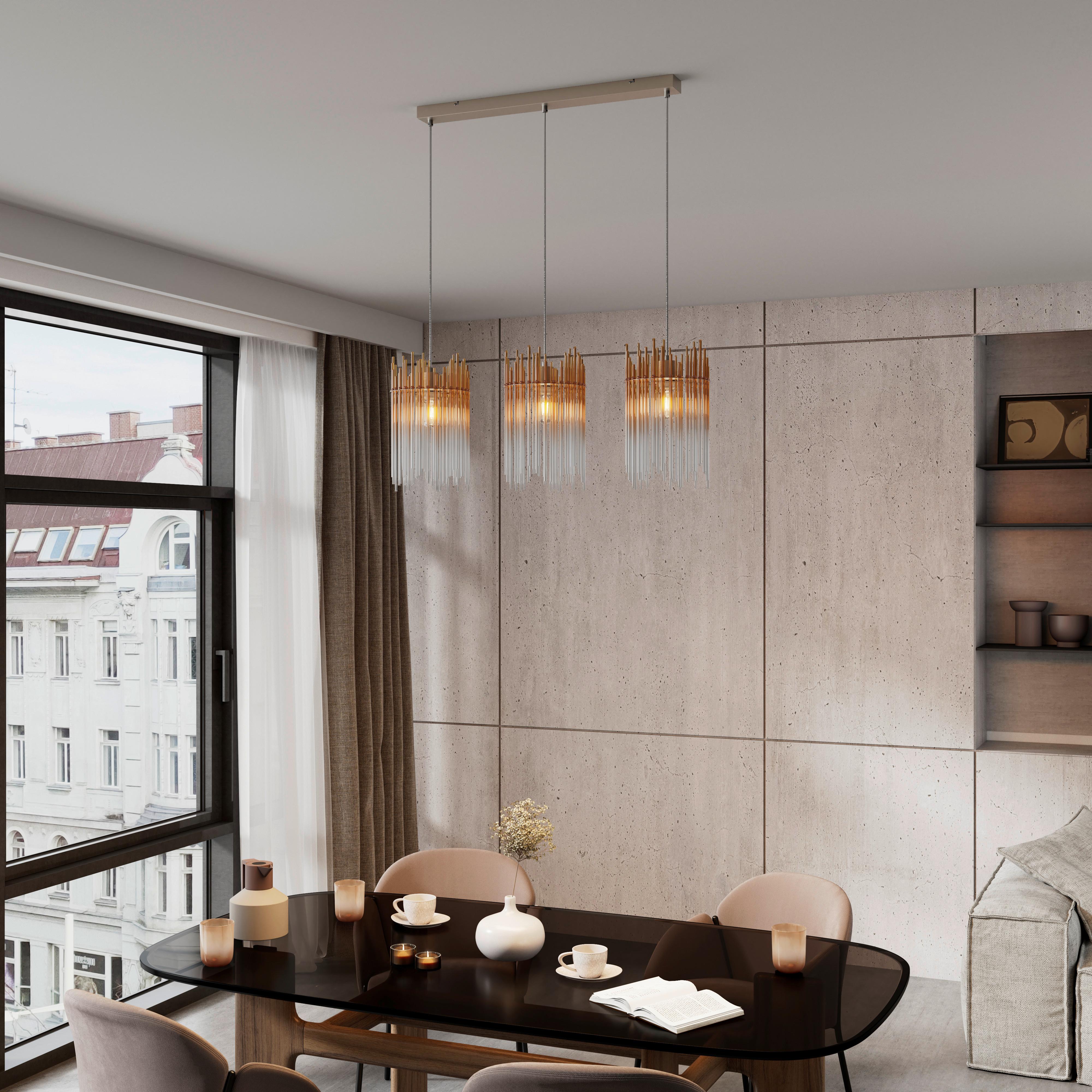 HÄNGLAMPA STAB - bärnstensfärgad/champagne, Modern, metall/glas (81/20/150cm)