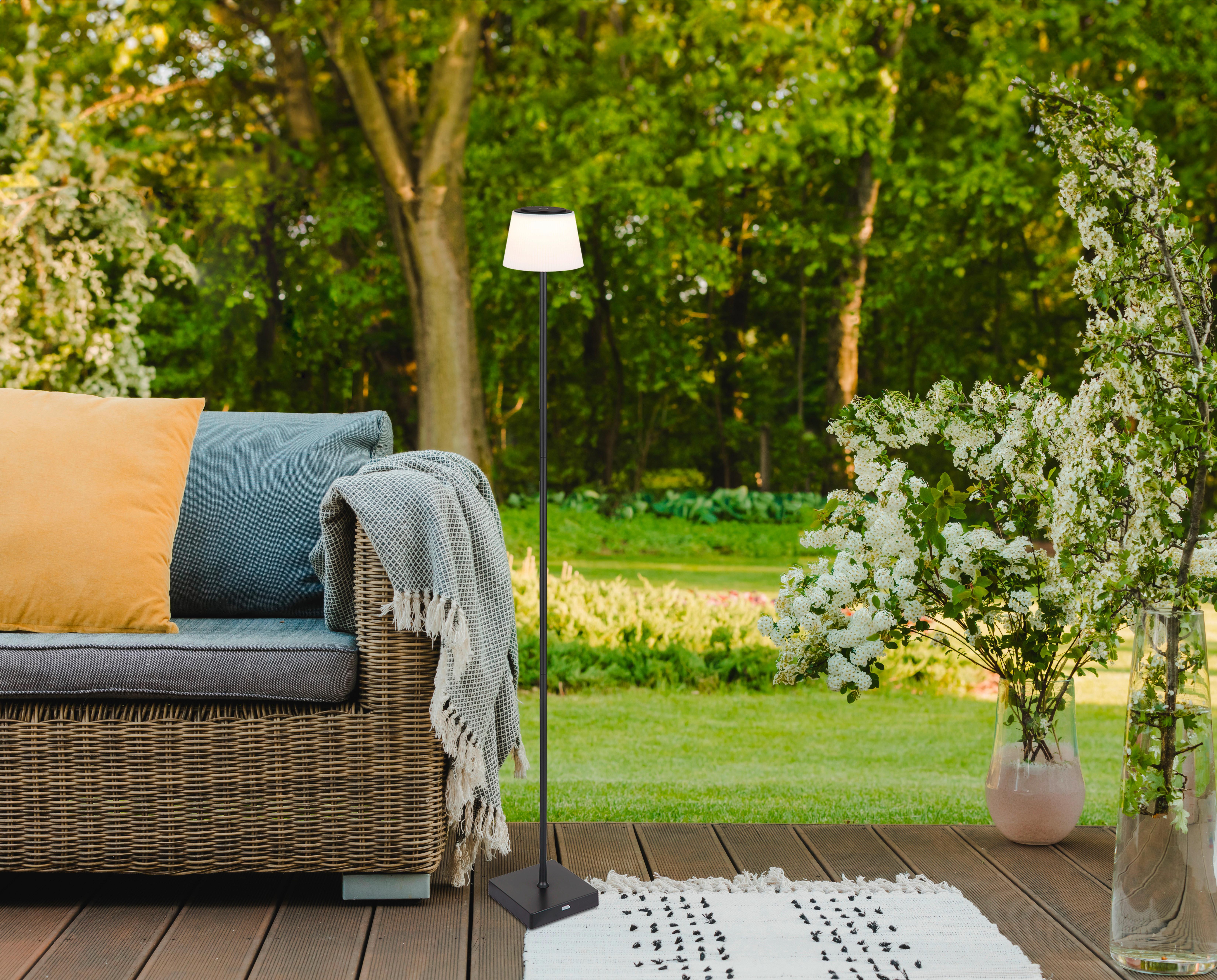 Akku-Stehleuchte Gregoir Schwarz/Weiß max. 4 Watt - Schwarz/Weiß, Design, Kunststoff/Metall (14/14/120cm) - Globo