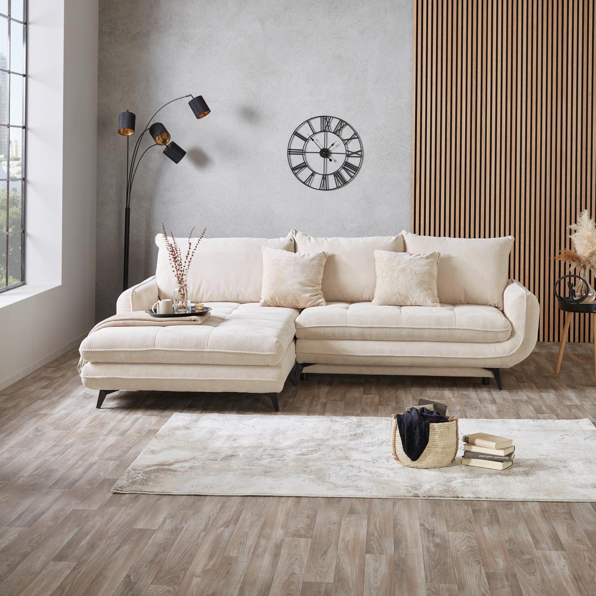 Canapea modulara WAVE - bej/crem, Modern, textil (189/266cm) - Modern Living