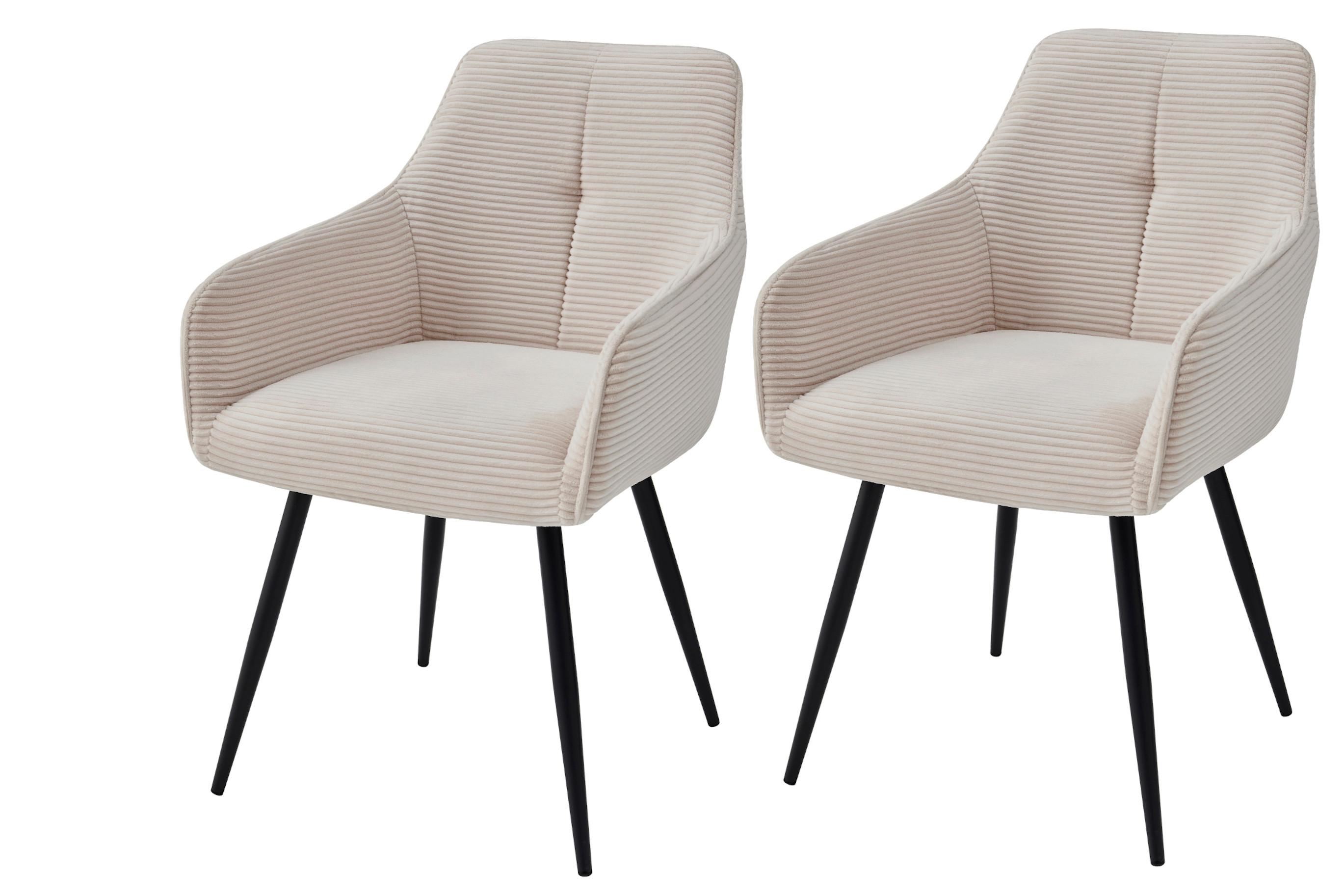 ARMLEHNSTUHL-SET VERONA II S 2ER-SET - Beige/Schwarz, MODERN, Textil/Metall (55/85/61cm) - P & B