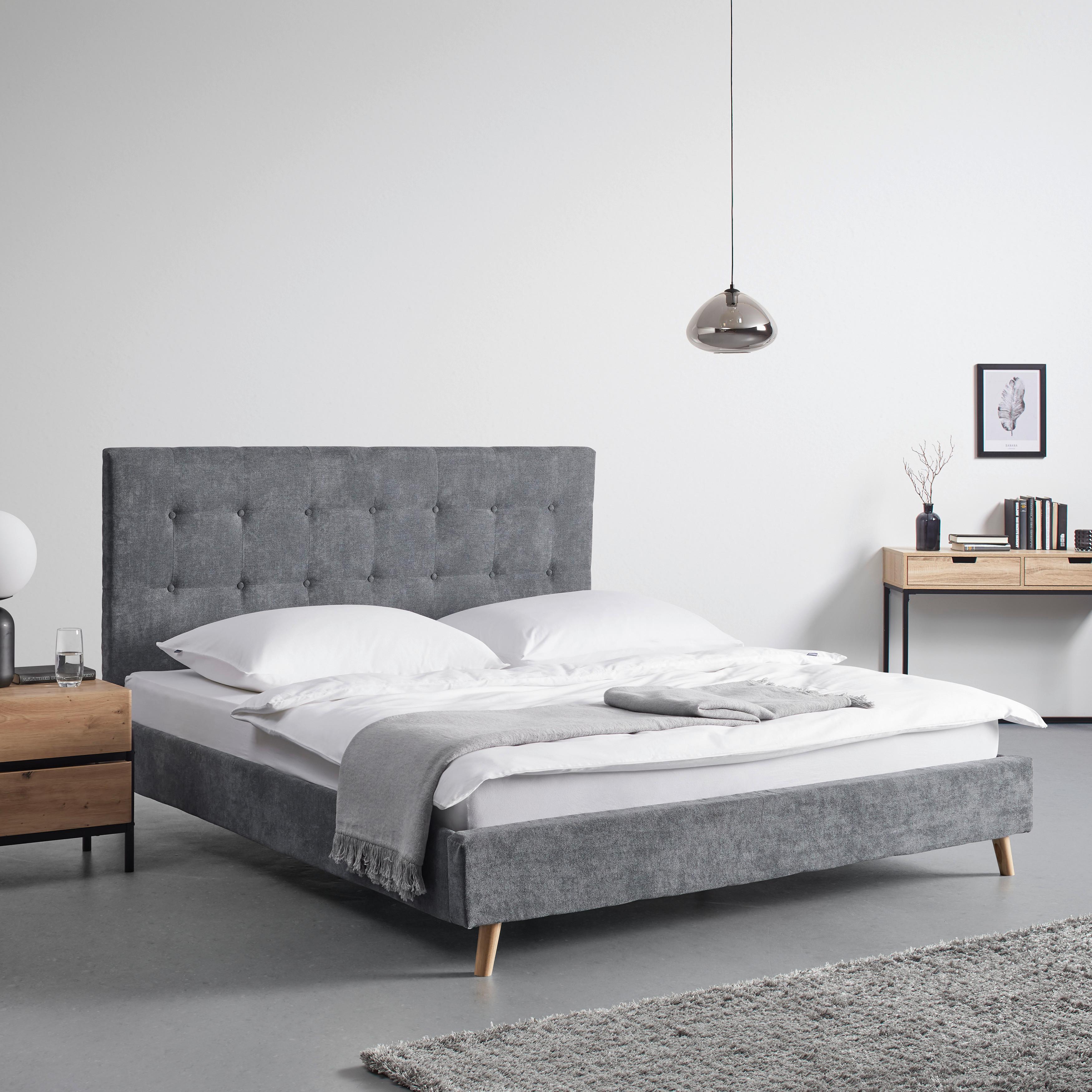 Polsterbett Ronja ca. 180x200 cm Grau - Naturfarben/Grau, MODERN, Holz/Textil (180/200cm) - Bessagi Home