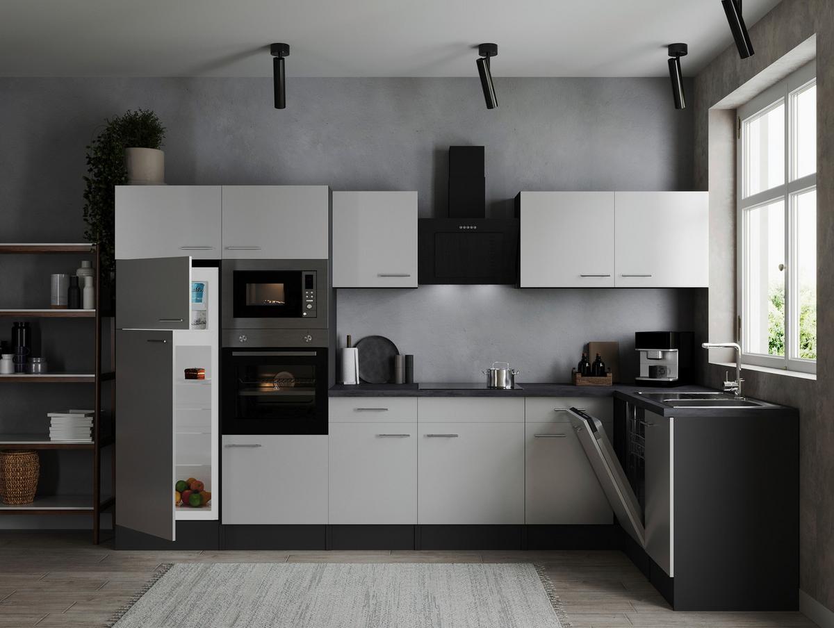 Kotna Kuhinja Z Aparati Oliver, 340x172cm - srebrne barve/siva, Design, kovina/leseni material (340/172cm) - Respekta