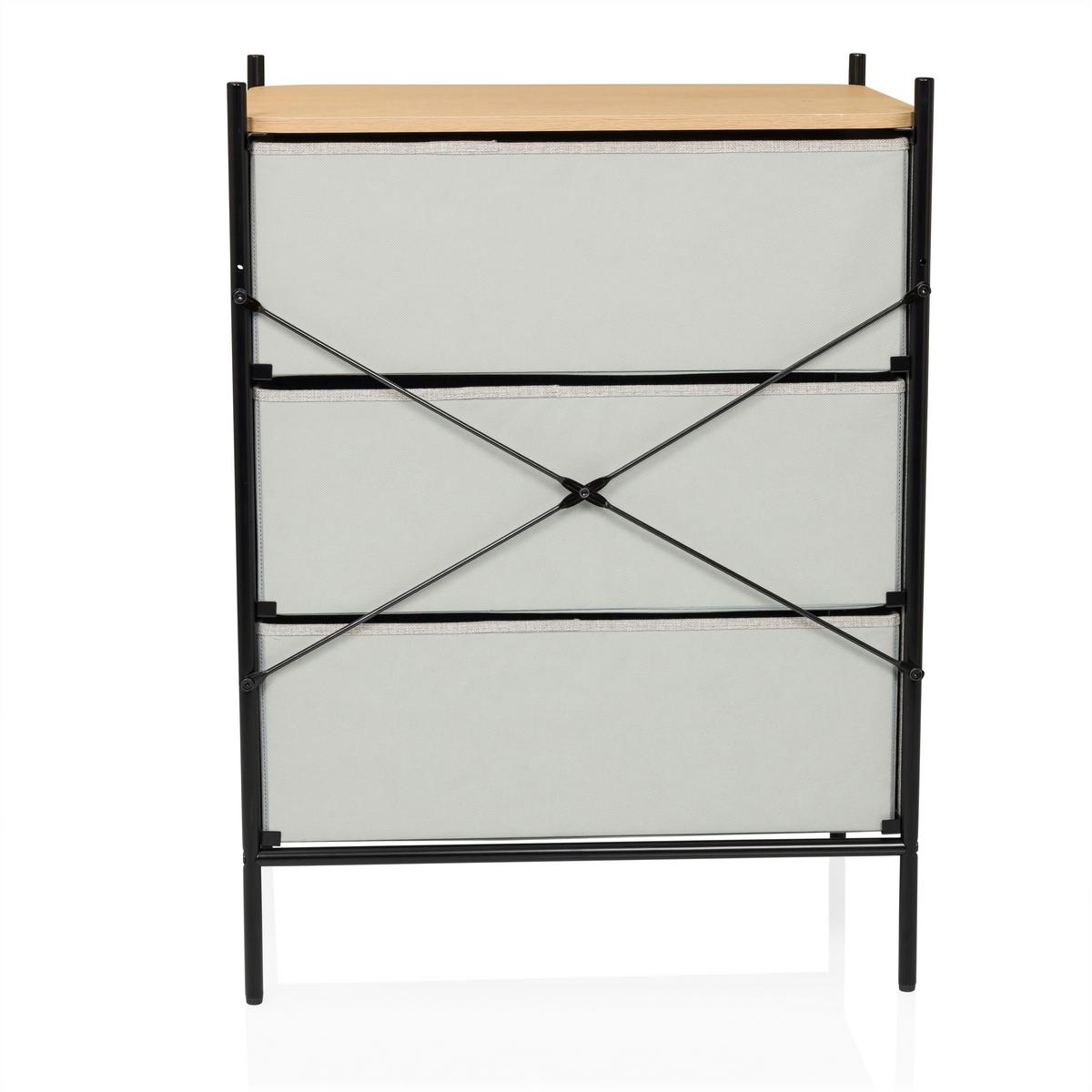 Komoda Stuvar, Rjavosiva - svetlo rjava/rjavosiva, Moderno, kovina/leseni material (58/79/39cm) - MID.YOU