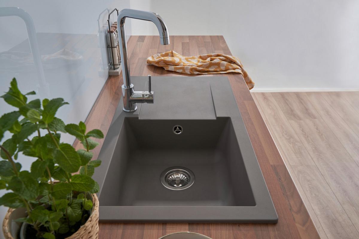 Einbauspüle Denver ca. 78x17x43,5 cm Grau - Grau, Trend, Glas/Kunststoff (78/17/43,5cm) - Respekta