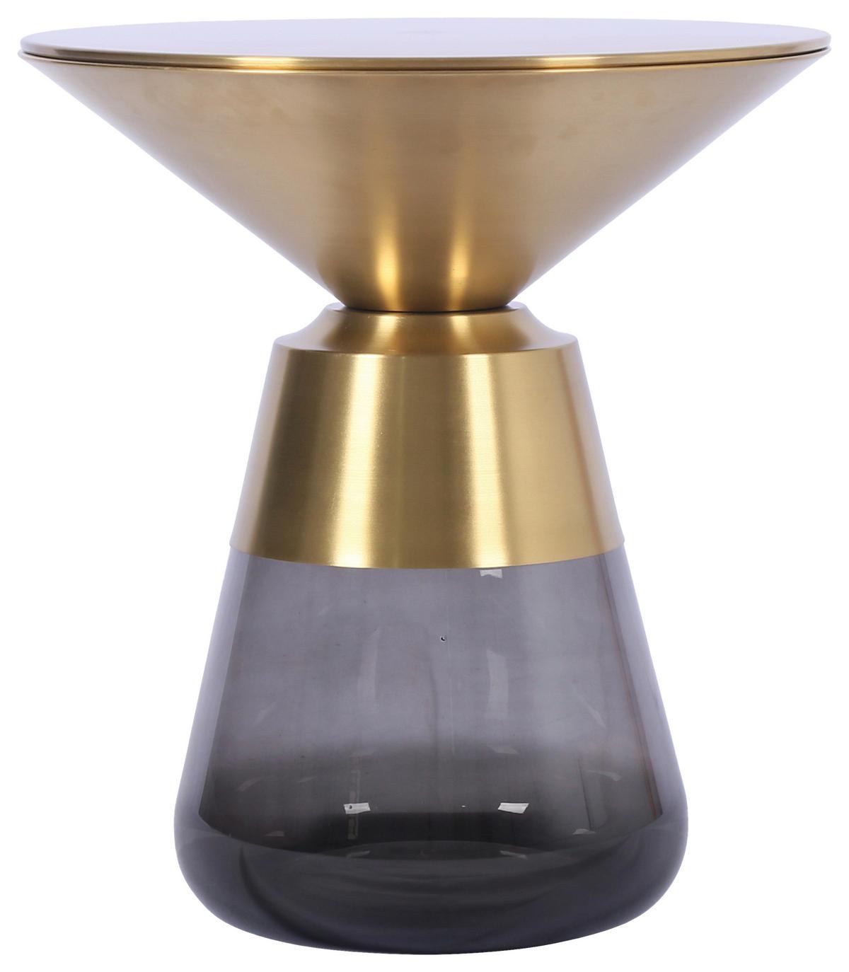 Kisasztal Baily - aranyszínű/szürke, Romantik / Landhaus, üveg/fém (48/54,5cm) - Premium Living