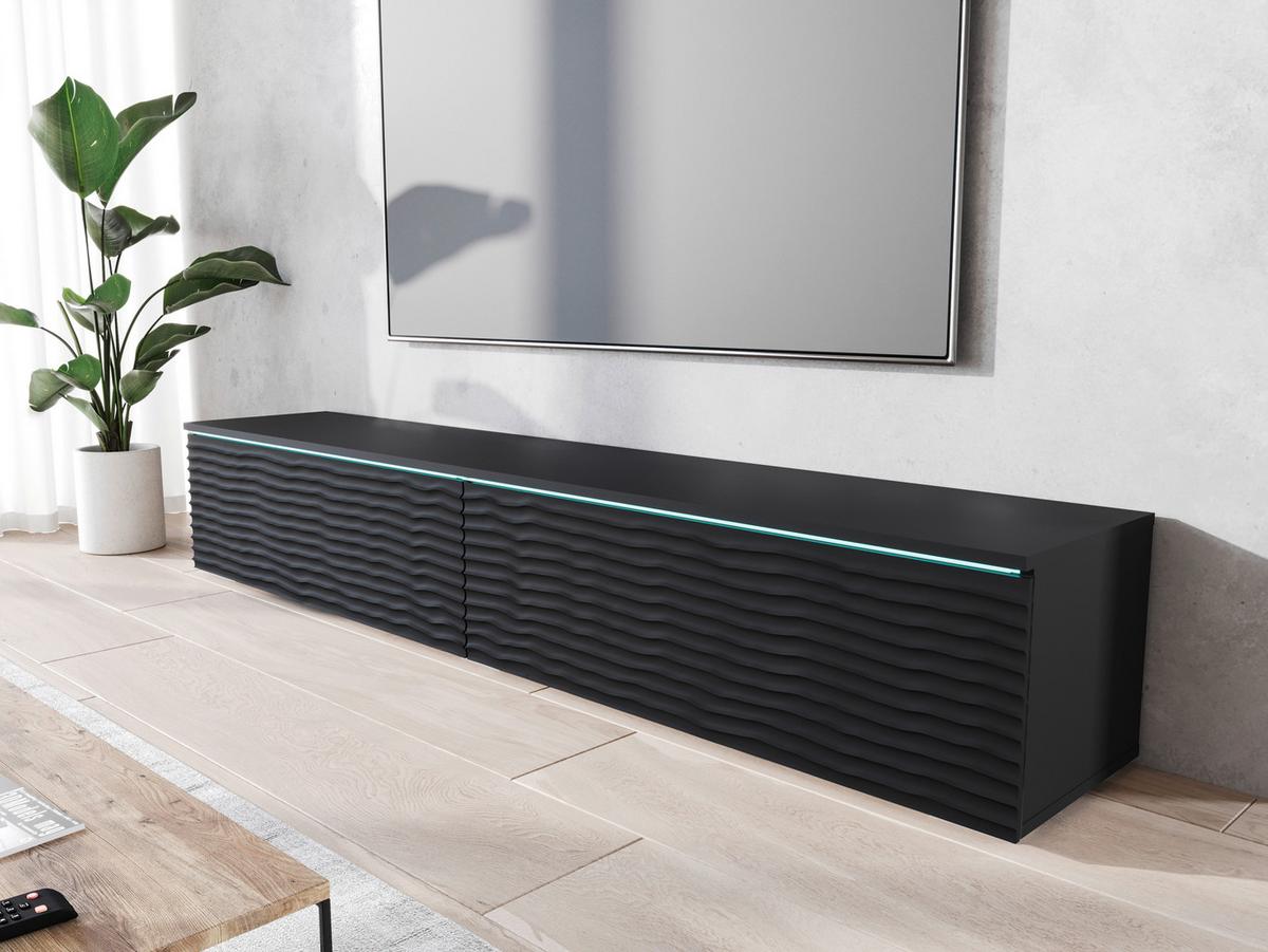 LOWBOARD D180 SCHWARZ B: 180 CM - Schwarz/Grau, Lifestyle, Holzwerkstoff/Kunststoff (180/30/33cm) - P & B