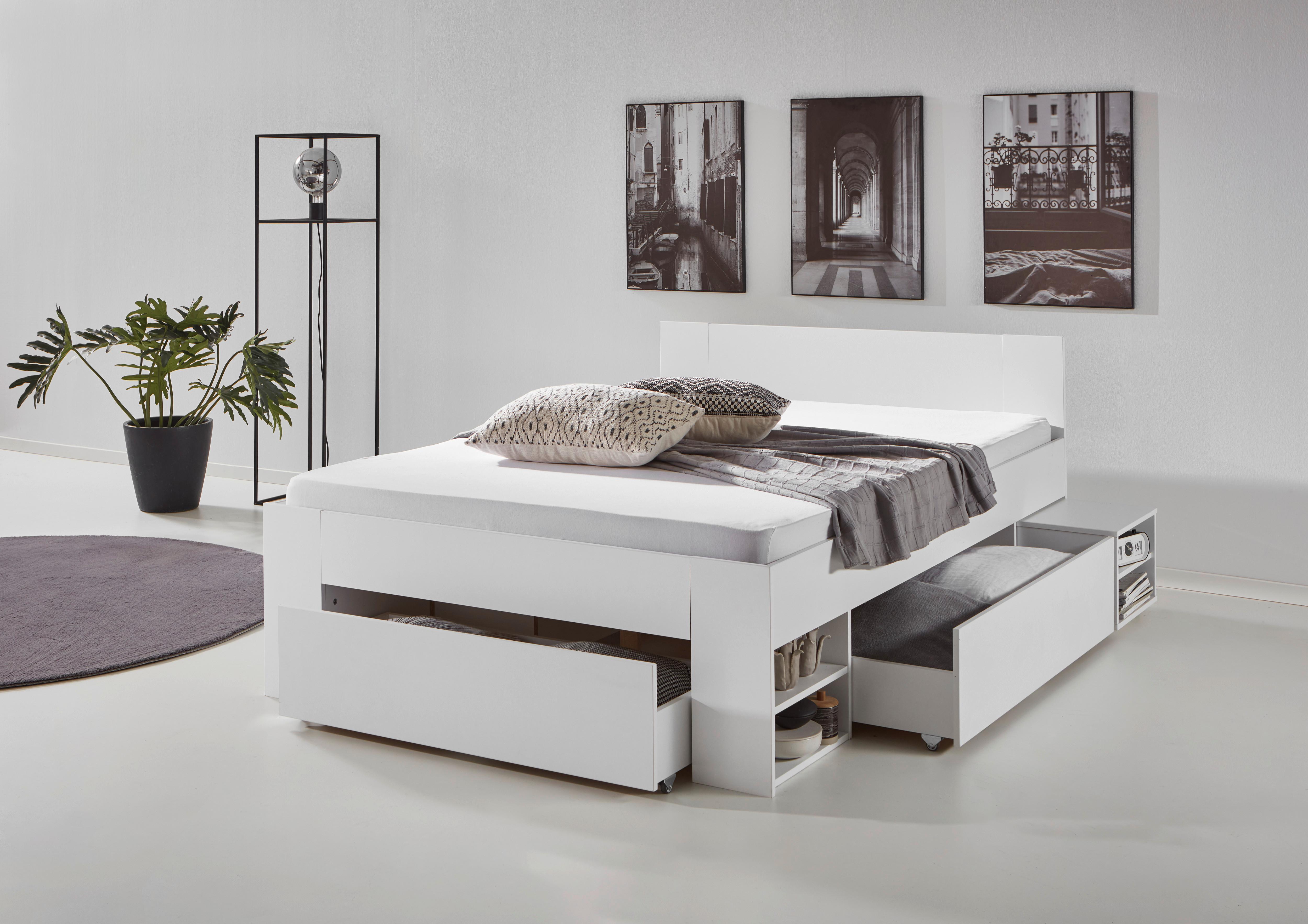Postelja S Predalom Azurro 2-120 - bela, Moderno, leseni material (120/200cm) - Mömax