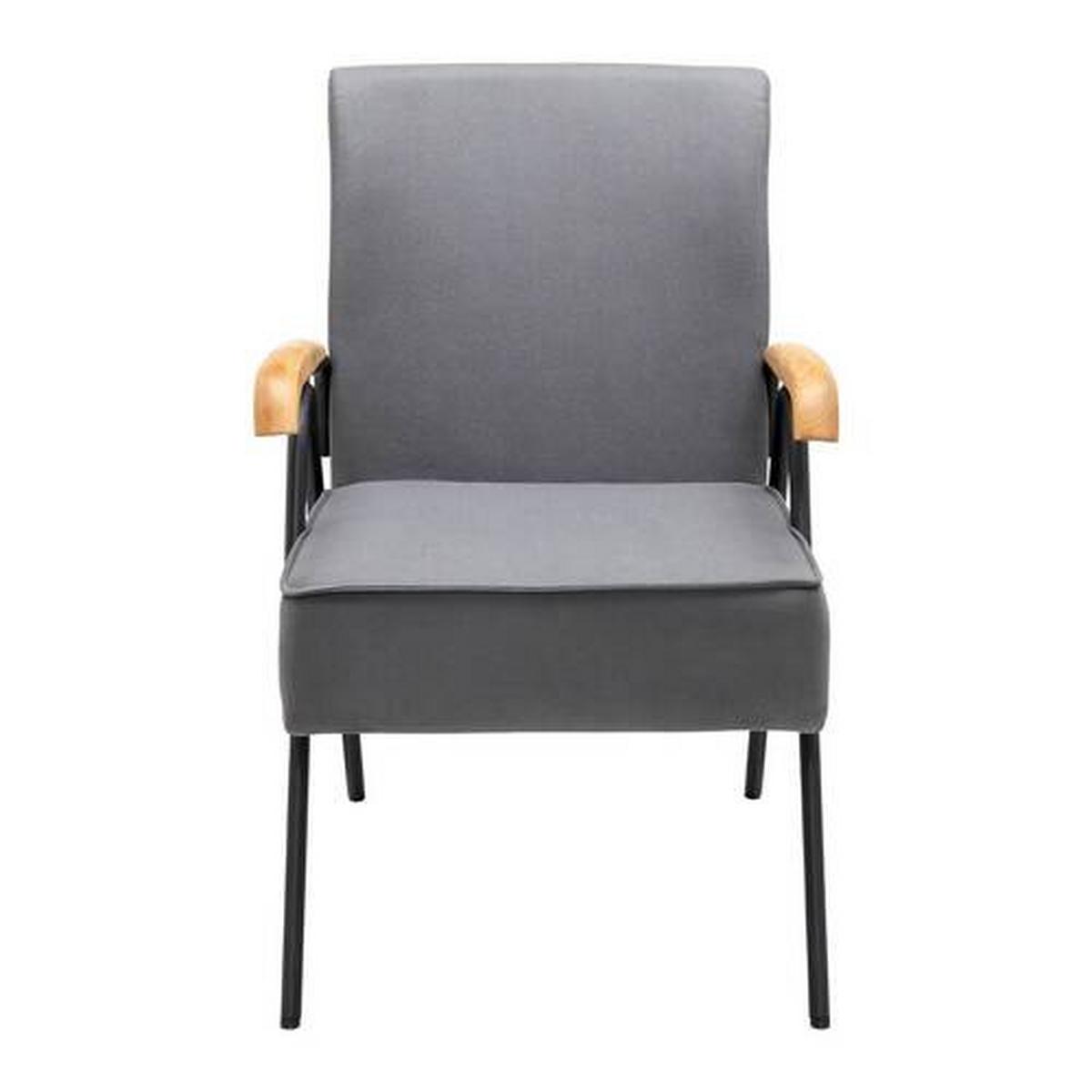 Relaxsessel Nati Grau Mikrofaser - Schwarz/Naturfarben, MODERN, Holz/Textil (52/79/66cm) - Bessagi Home