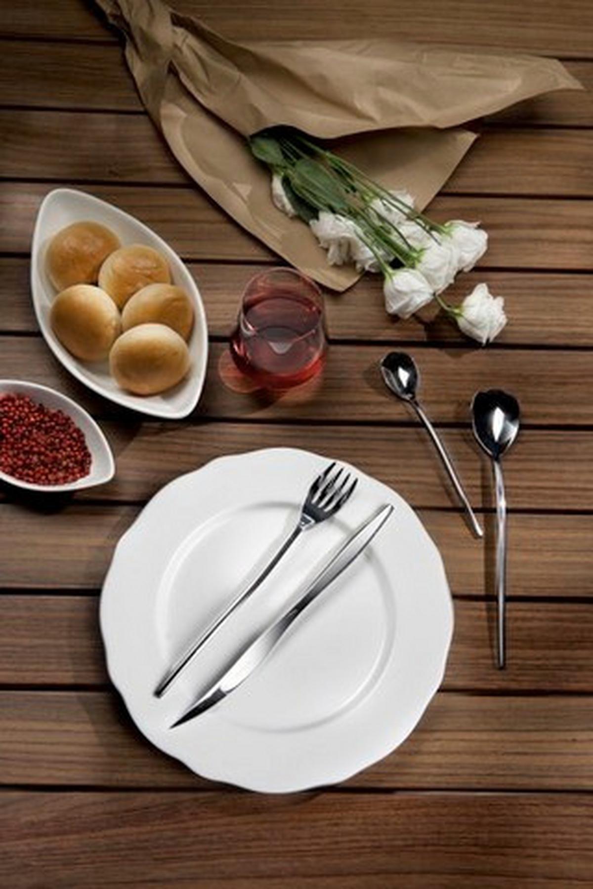 Jedilni Pribor Tulipani, 16-Delni - barve nerjavečega jekla, Basics, kovina (25,5/7/5,3cm) - Pintinox