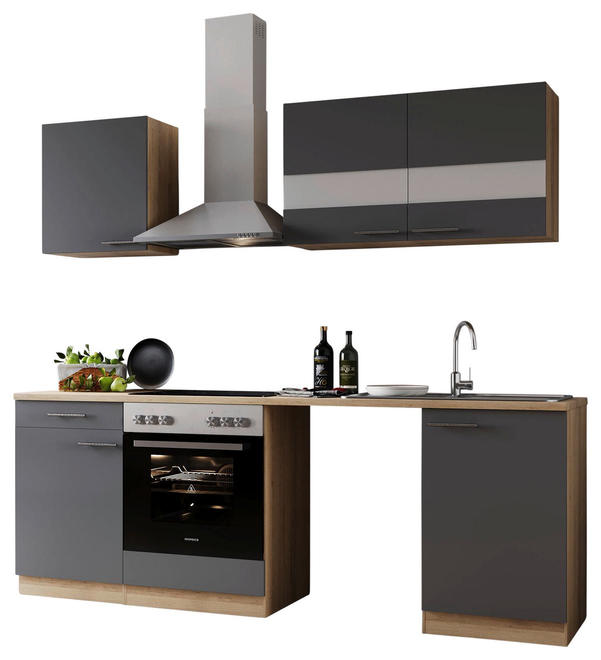 Kuhinjski Blok Z Aparati Merle, 220cm - barve nerjavečega jekla/siva, Basics, kovina/steklo (220cm) - Respekta