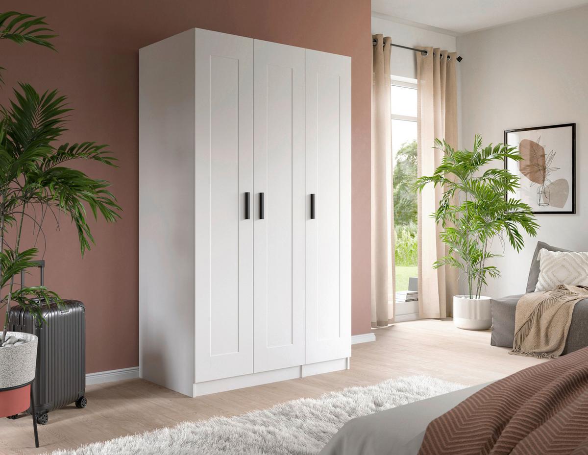 Drehtürenschrank Visby Weiß - Schwarz/Weiß, ROMANTIK / LANDHAUS, Holzwerkstoff/Kunststoff (120/195/56cm) - Livetastic