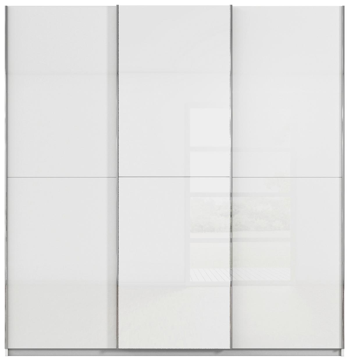 Schwebetürenschrank Fifty Weiß - Chromfarben/Weiß, KONVENTIONELL, Holzwerkstoff/Metall (242/223/66cm) - Premium Living