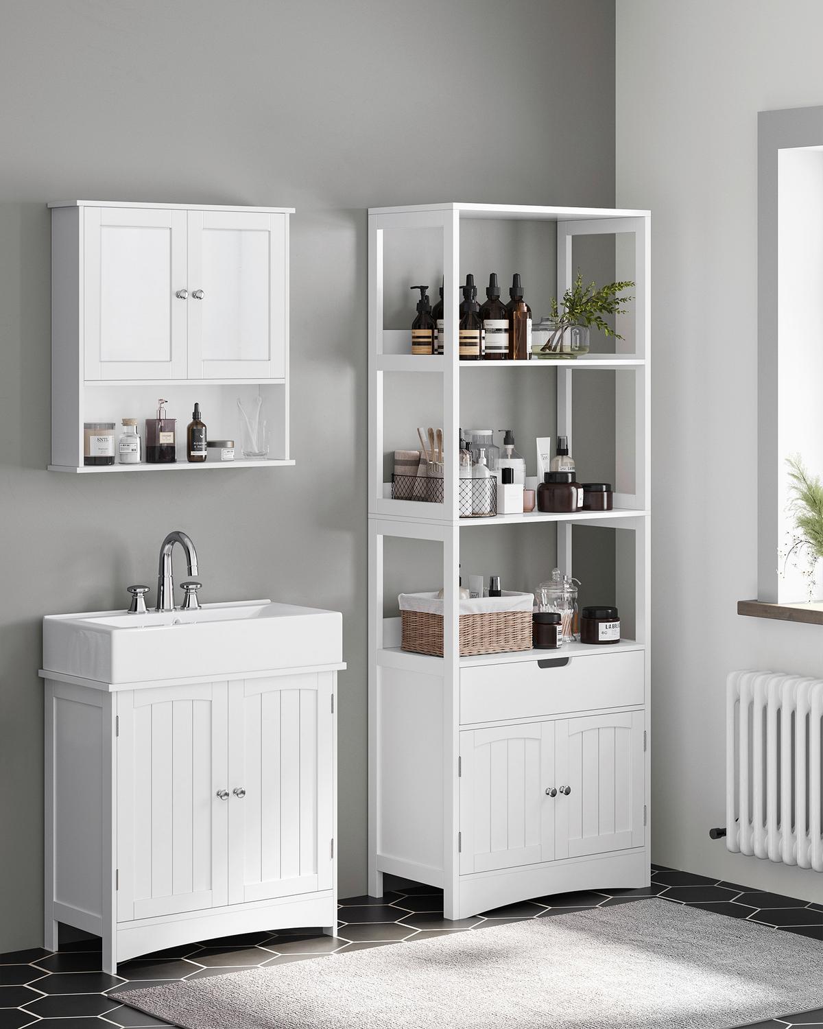 HOCHSCHRANK FLOOR CABINET - Zinkfarben/Weiß, MODERN, Holzwerkstoff/Metall (60/154/32,5cm) - MID.YOU