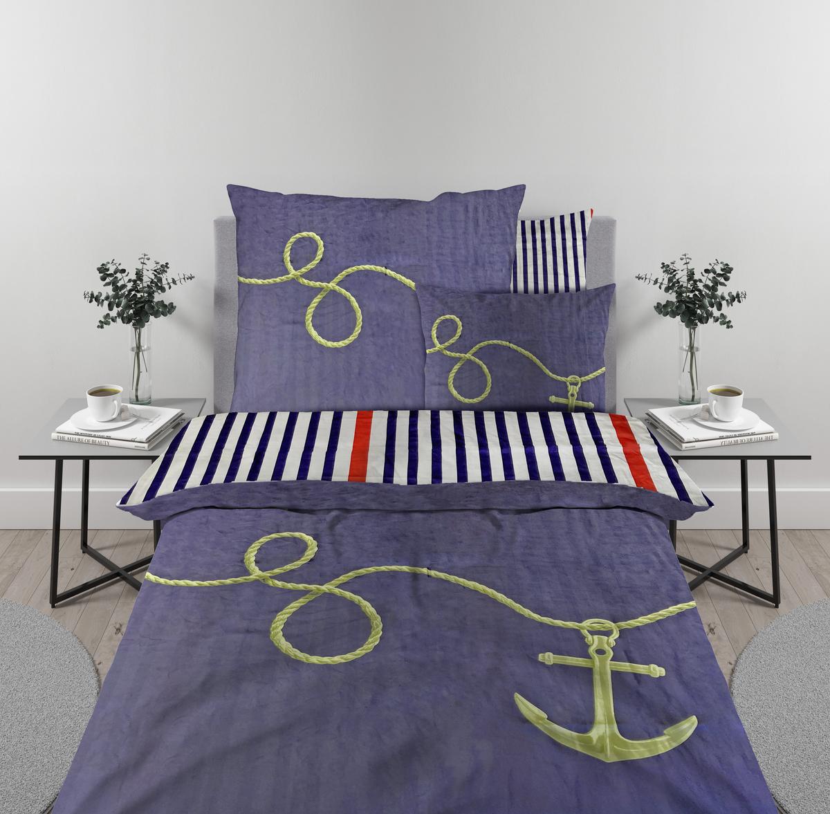 Ágyneműhuzat-garnitúra 3 Részes Sea Rope - kék/fehér, Konventionell, textil (140/200cm) - Premium Living